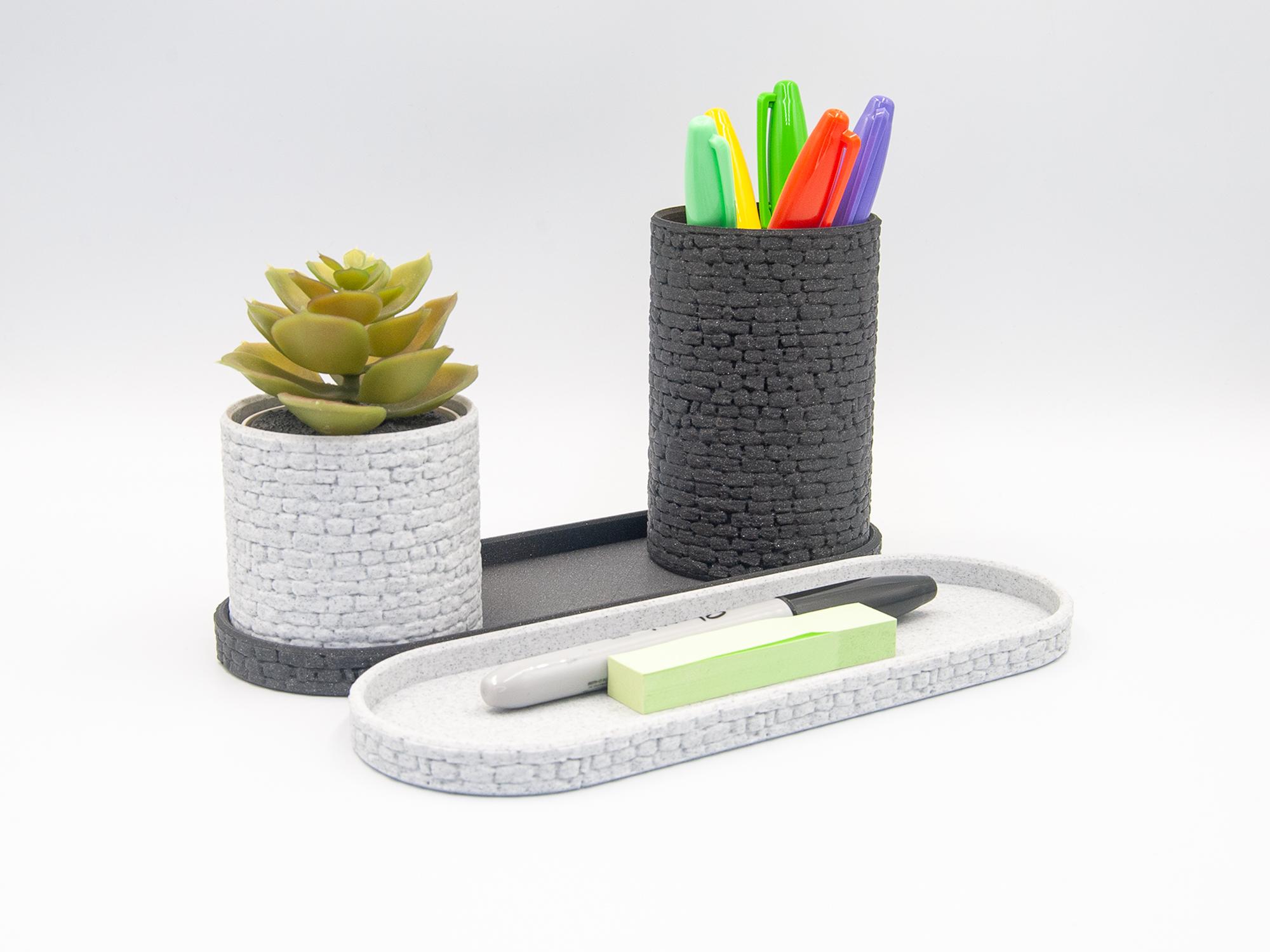 Stone Wall Desk Organizer 3d model