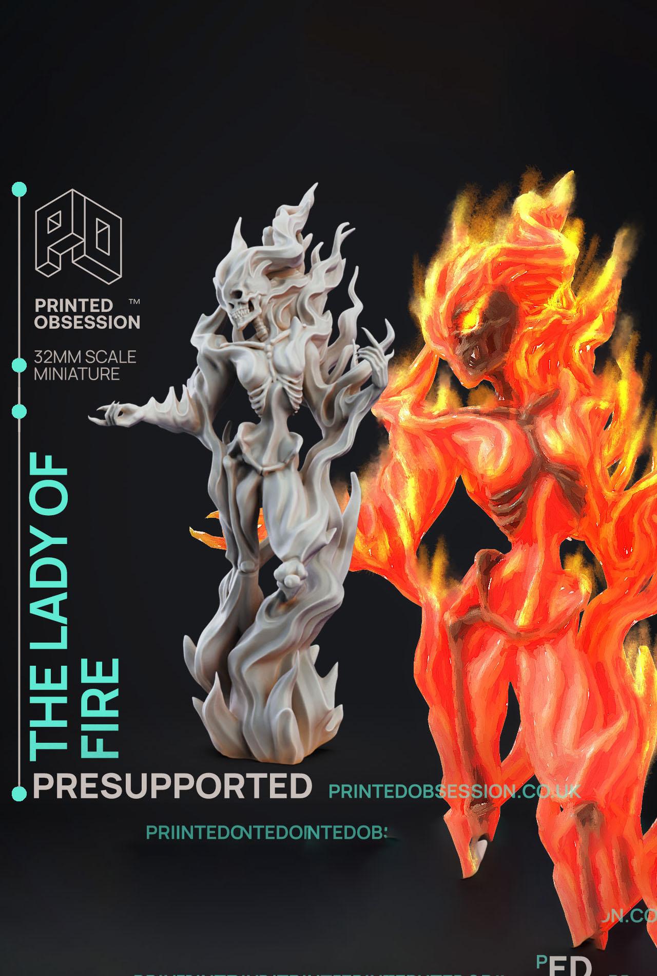 Lady of Fire - Jerrys Circus of Horror - PRESUPPORTED - Illustrated and Stats - 32mm scale			 3d model