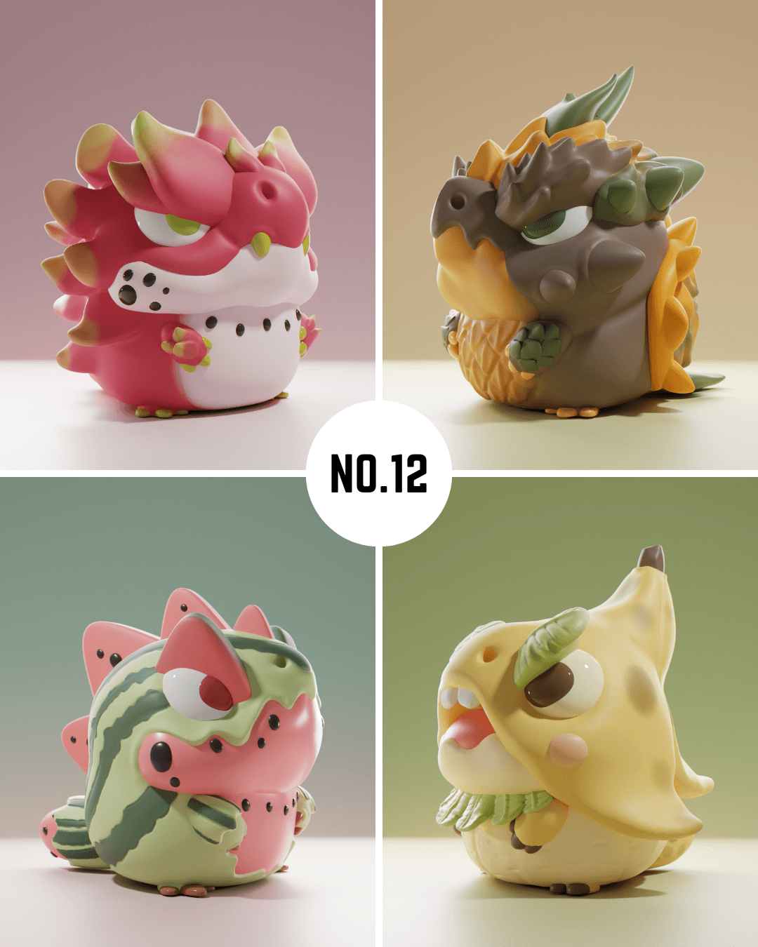 Grumpii 3D Printable Art Toy - Chubbii Series - Set 12 3d model