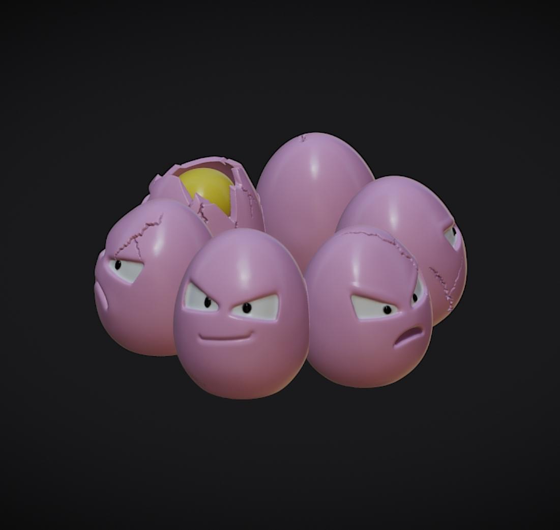 Ring-Formation Exeggcute Pokemon Fan Art Sculpture 3d model