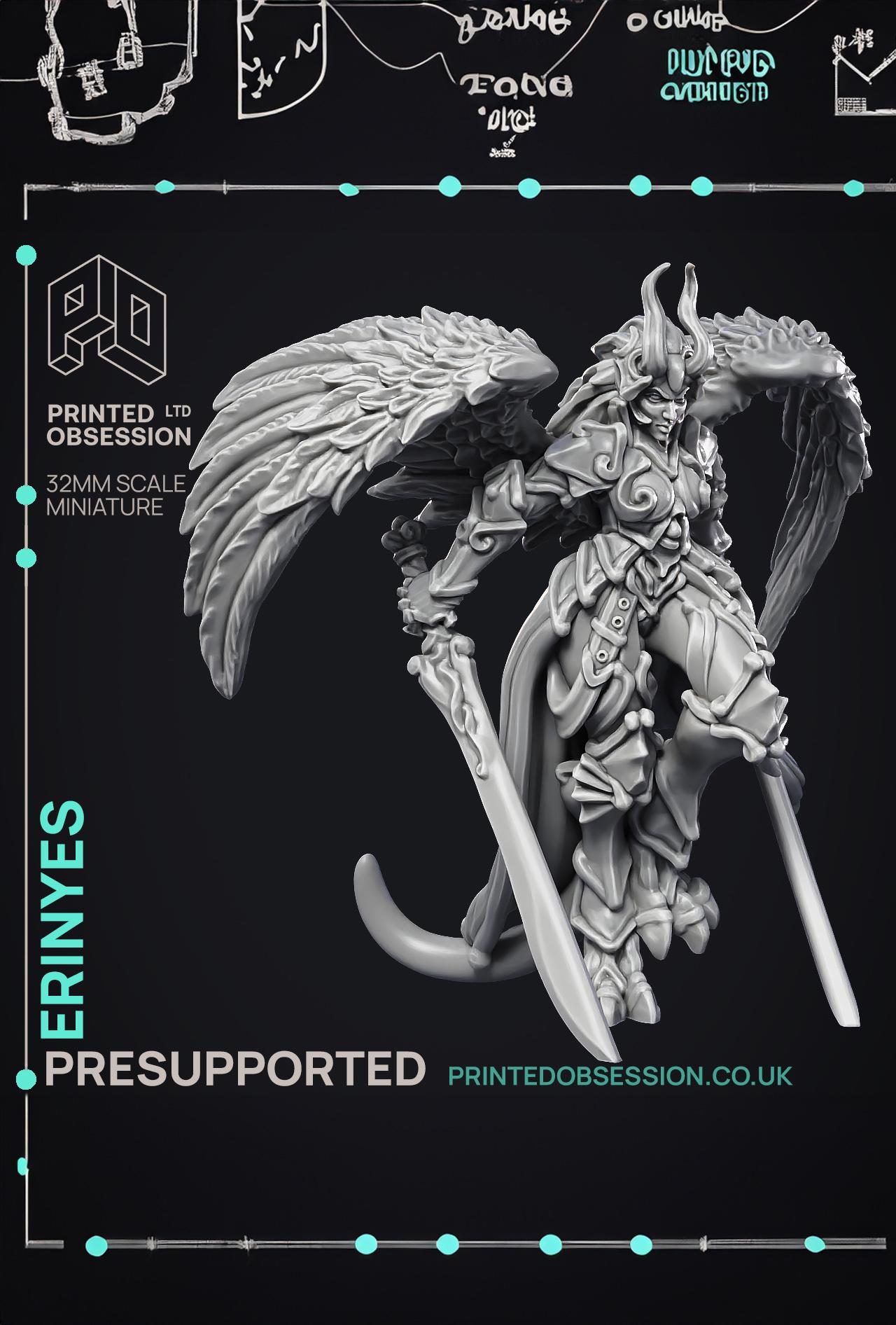 Erinyes - Hell Angel - PRESUPPORTED - Hell Hath No Fury - 32mm Scale  3d model