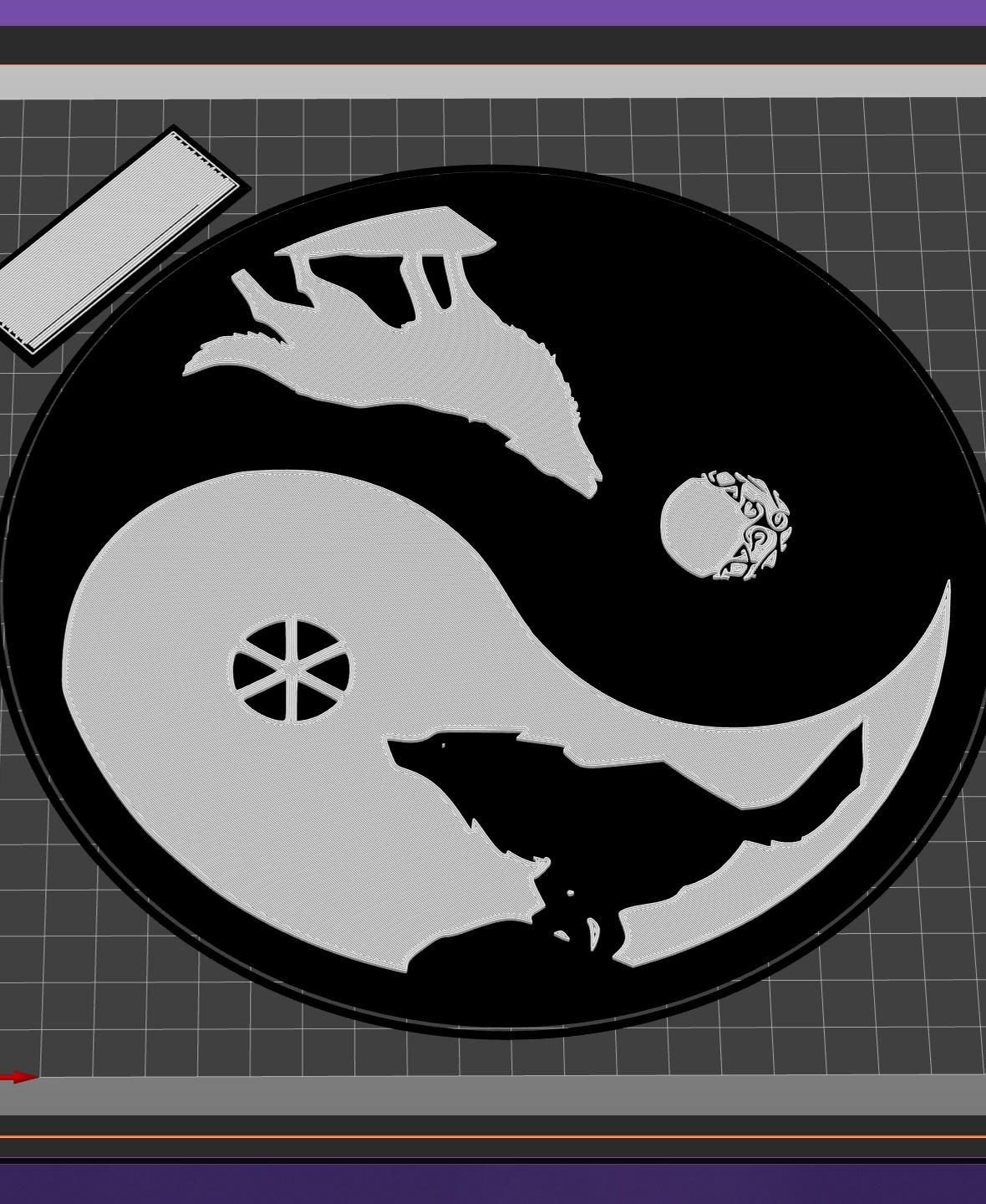 Twin Wolves Yin Yang 3d model