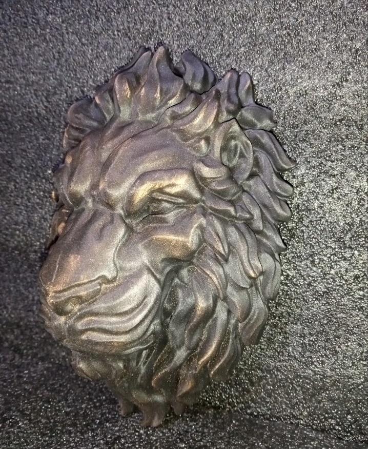 Lion - Wall Decoration - charcoal black and rub-n-buff - 3d model