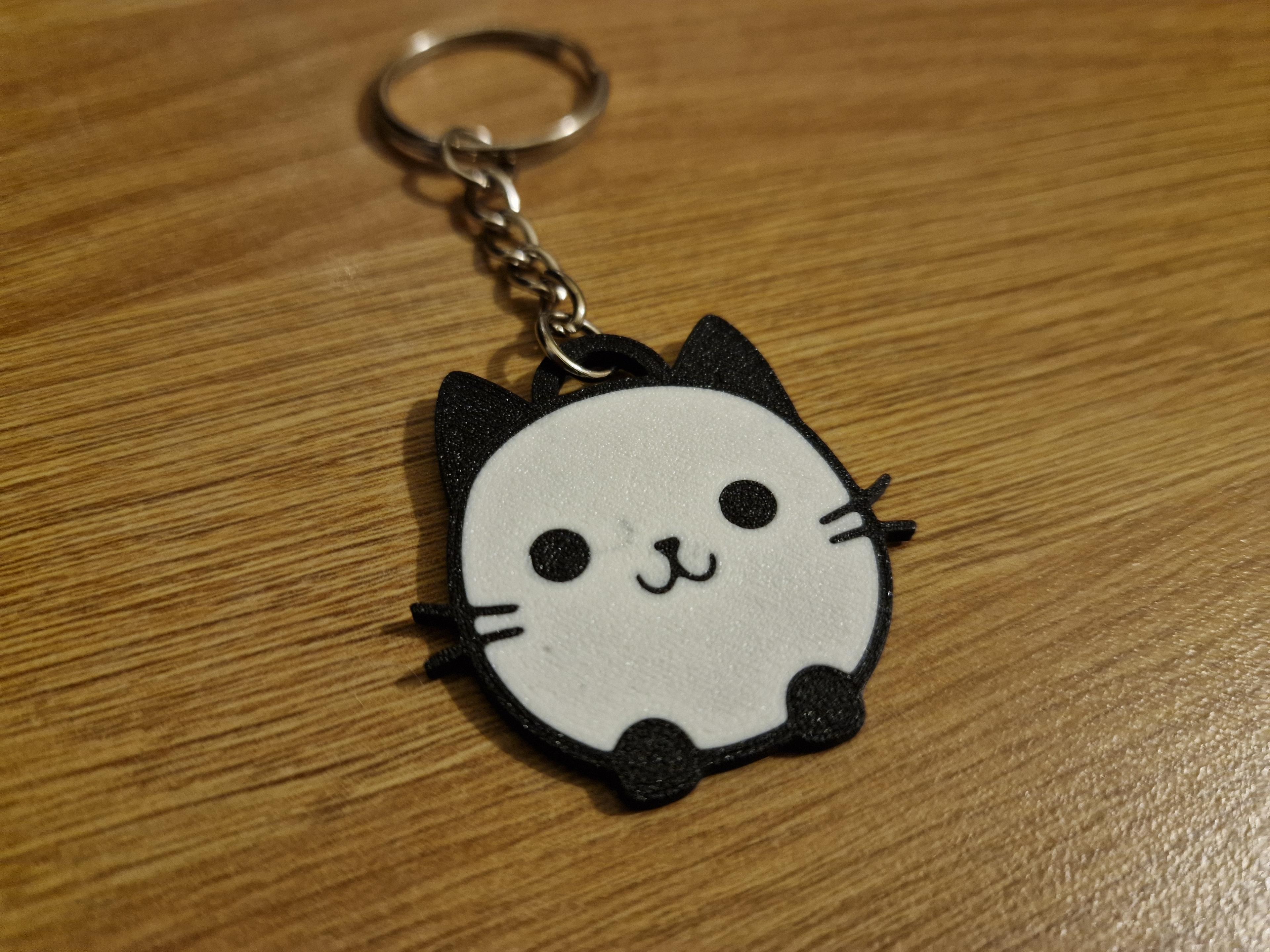 Kawaii Cat Keyring 5 (Single Extruder) 3d model