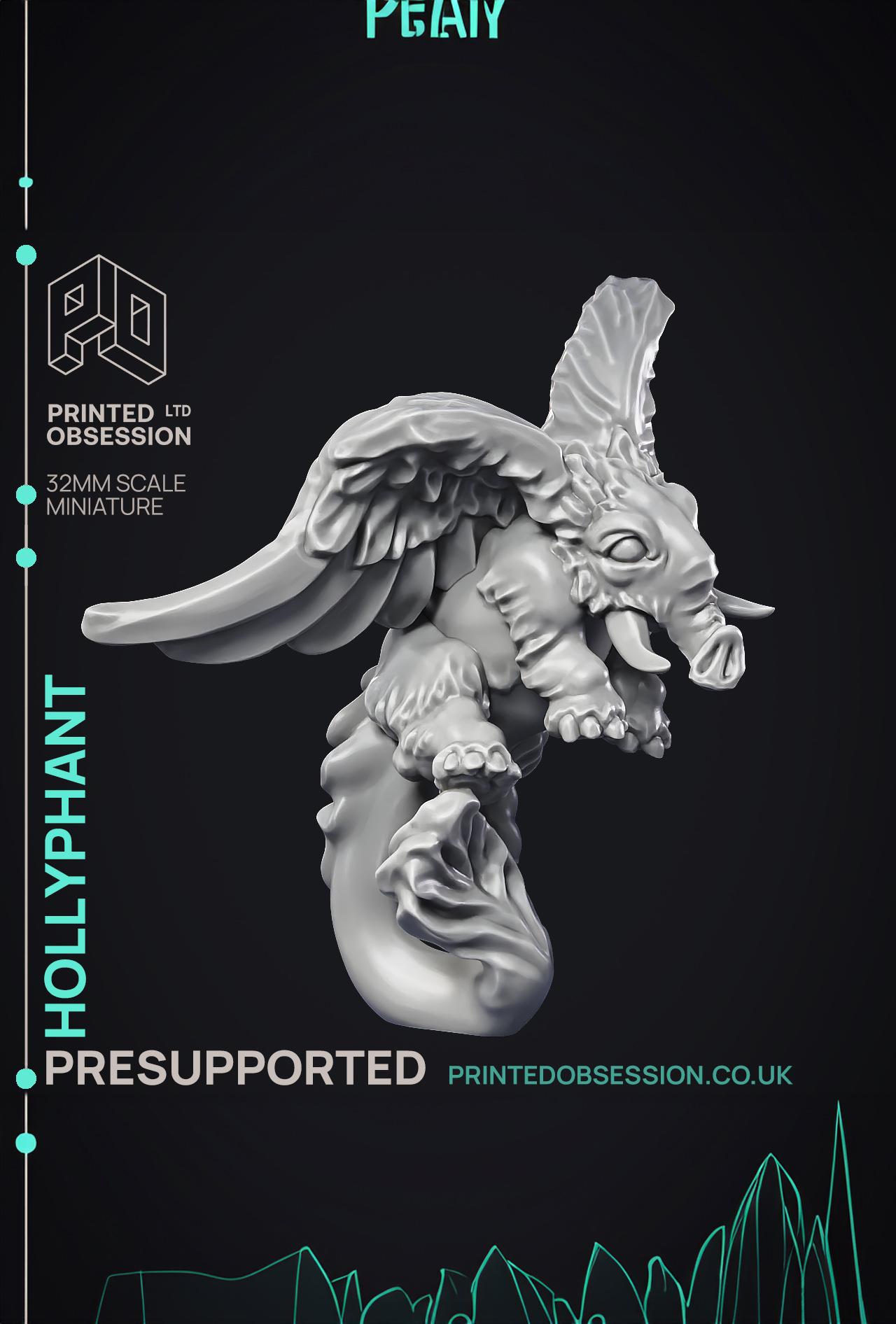 Hollyphant - Celestial Creature - PRESUPPORTED - Heaven Hath no Fury - 32mm Scale  3d model