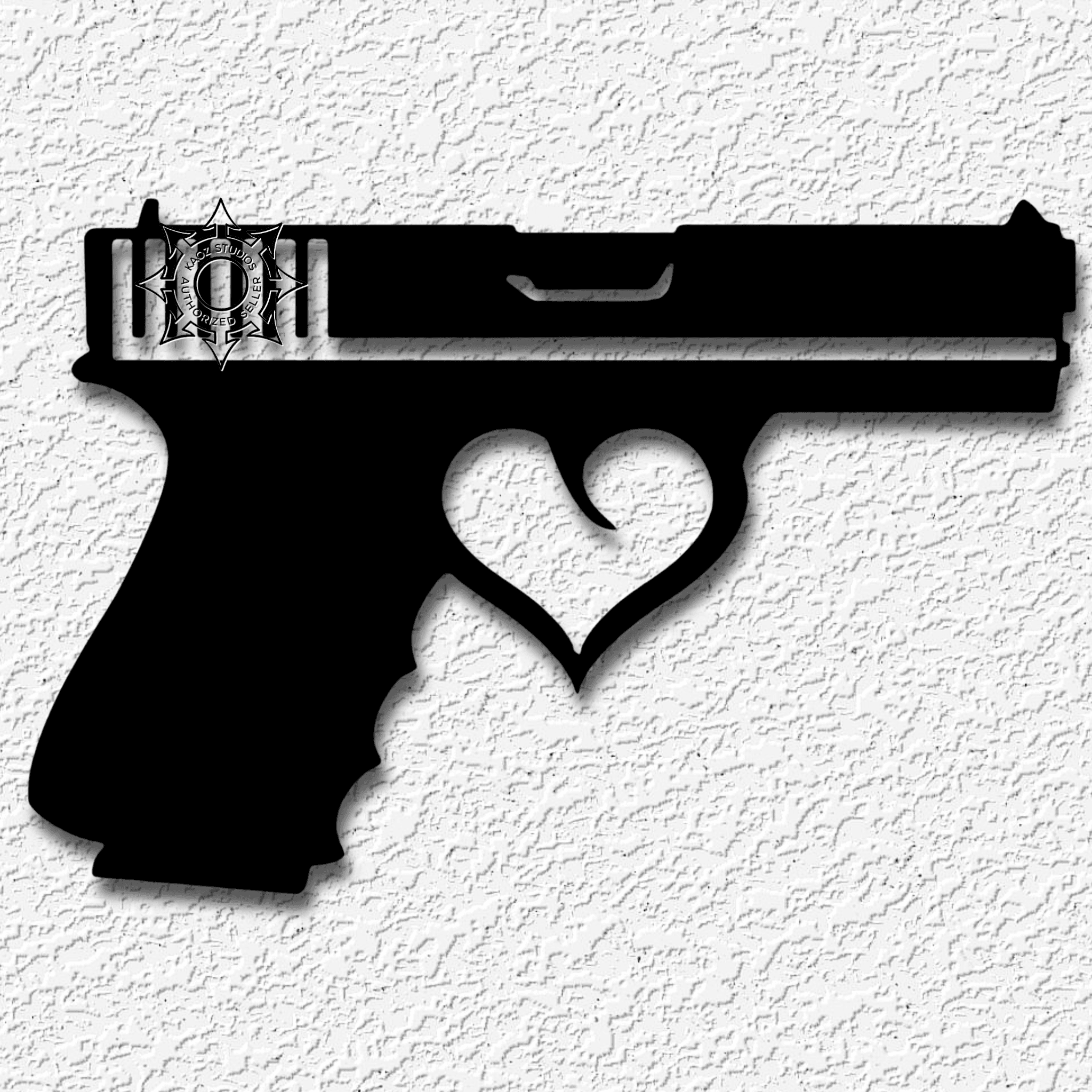 heart gun wall art glock pistol gamer decor 3d model