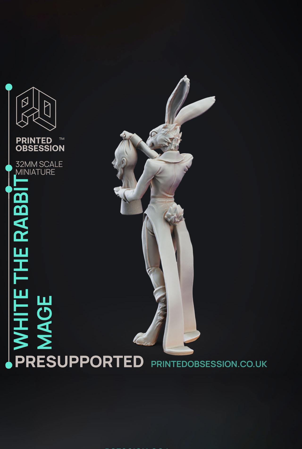 White the Rabbit - Jerry Circus of Horror - PRESUPPORTED - Illustrated and Stats - 32mm scale			 3d model