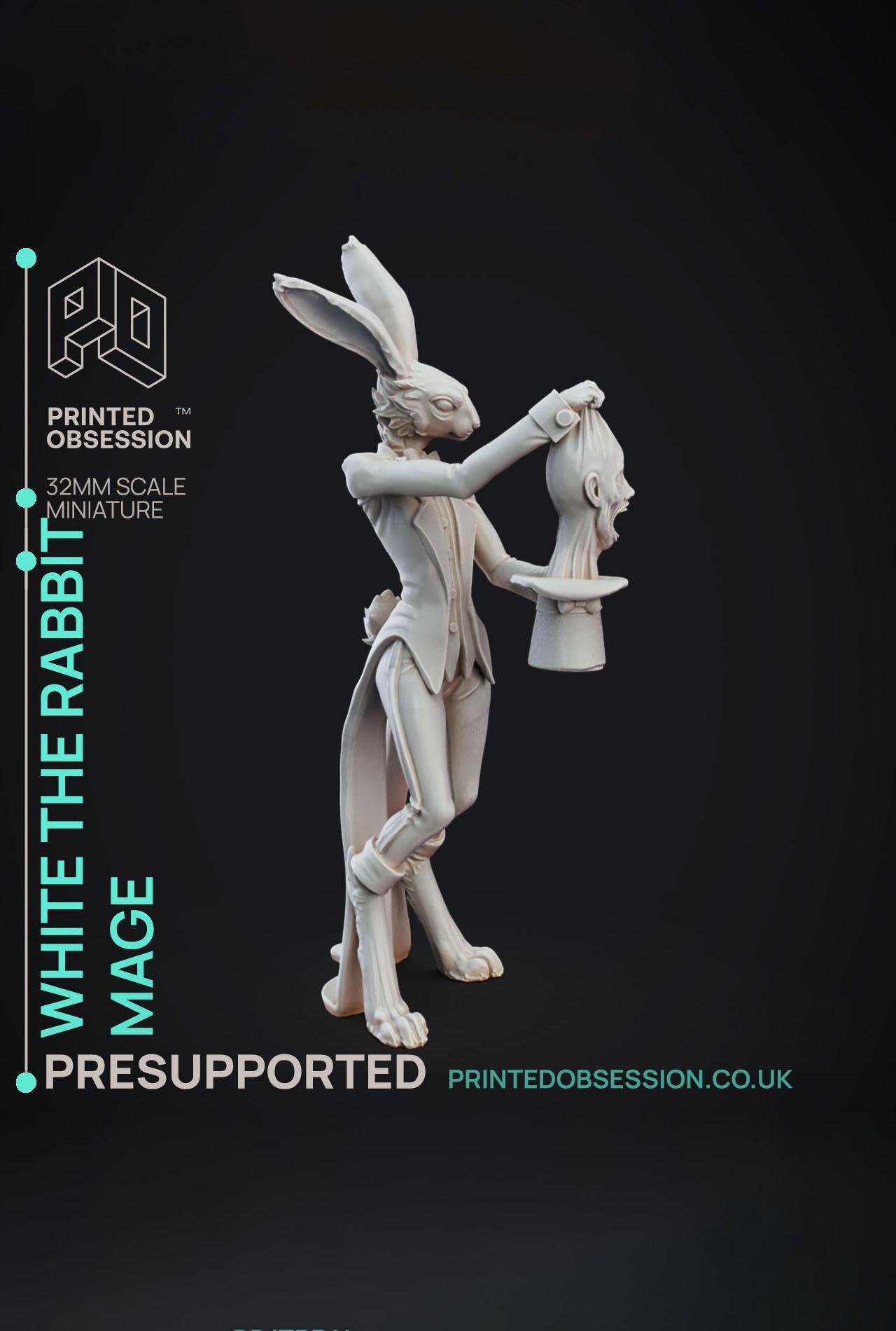 White the Rabbit - Jerry Circus of Horror - PRESUPPORTED - Illustrated and Stats - 32mm scale			 3d model