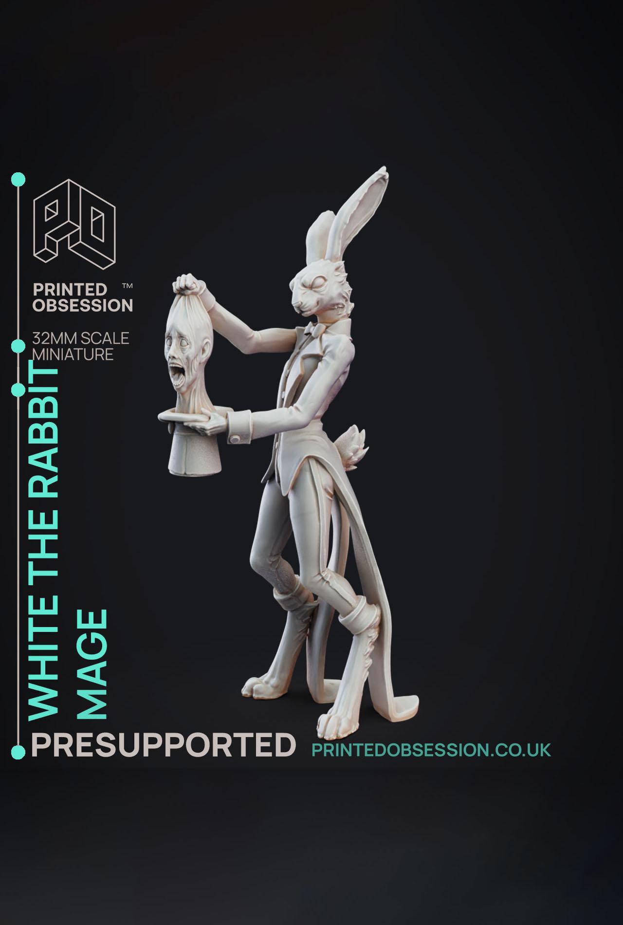 White the Rabbit - Jerry Circus of Horror - PRESUPPORTED - Illustrated and Stats - 32mm scale			 3d model