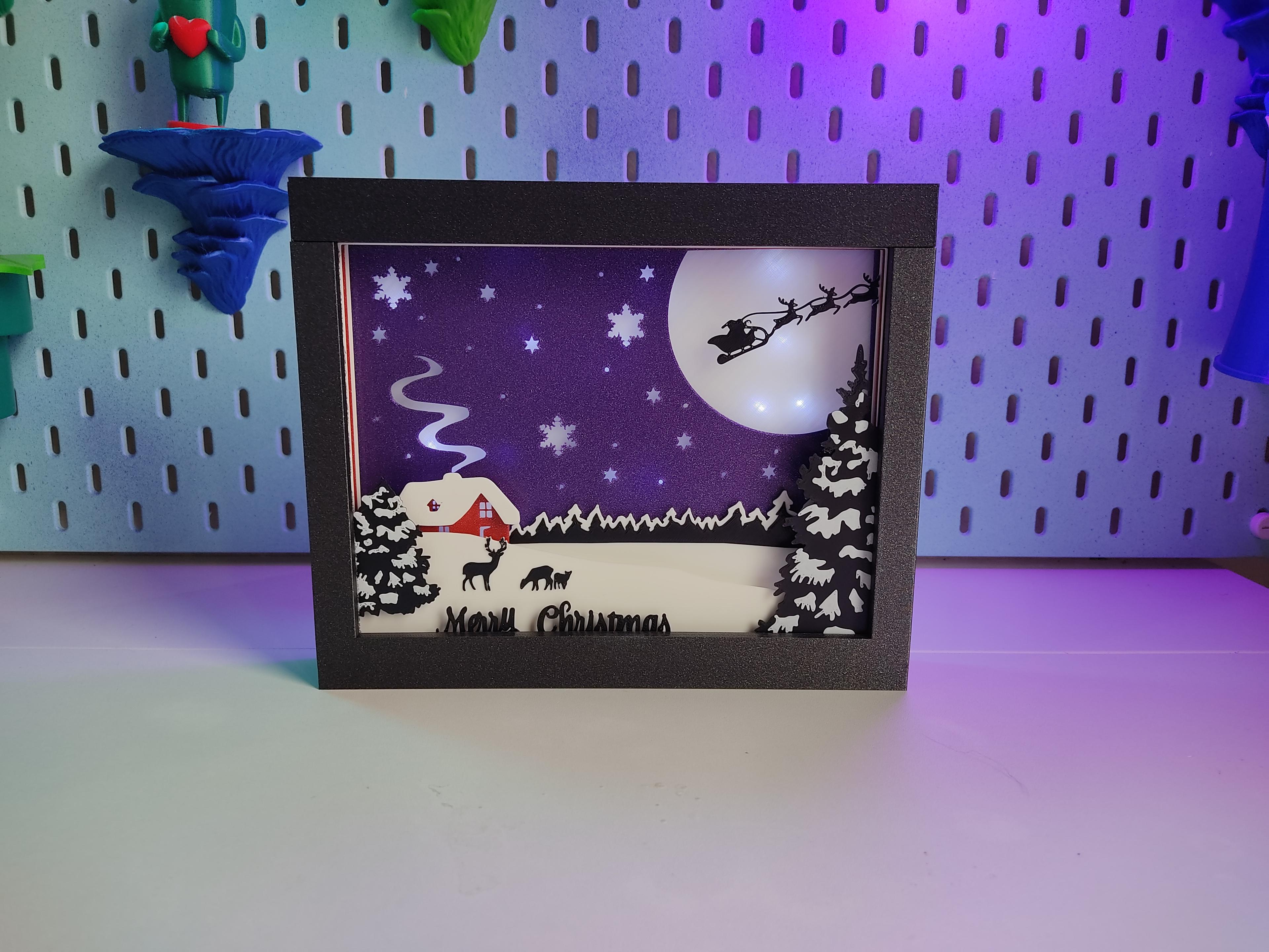 Christmas Light and Shadow Box, Santa Claus home 3d model