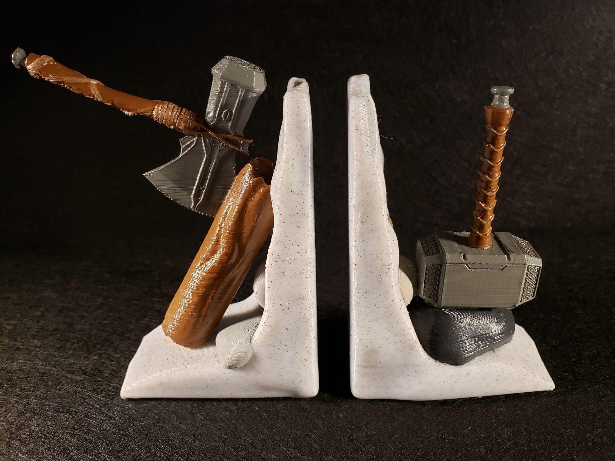 Thunder God Axe & Hammer Book End 3d model