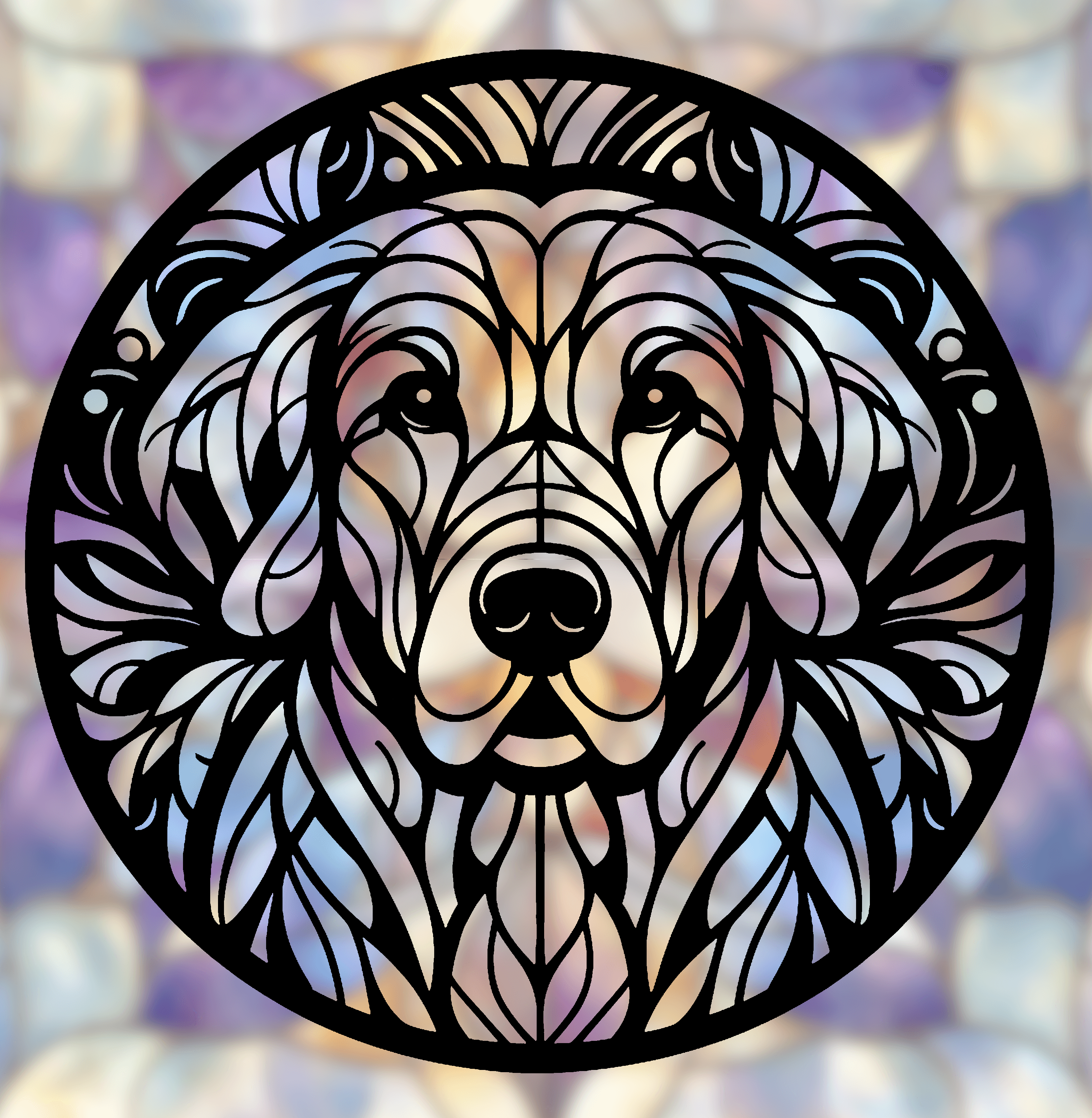 Golden Retriever Mandala Art – 2D wallart (Stained Glass Style) 3d model