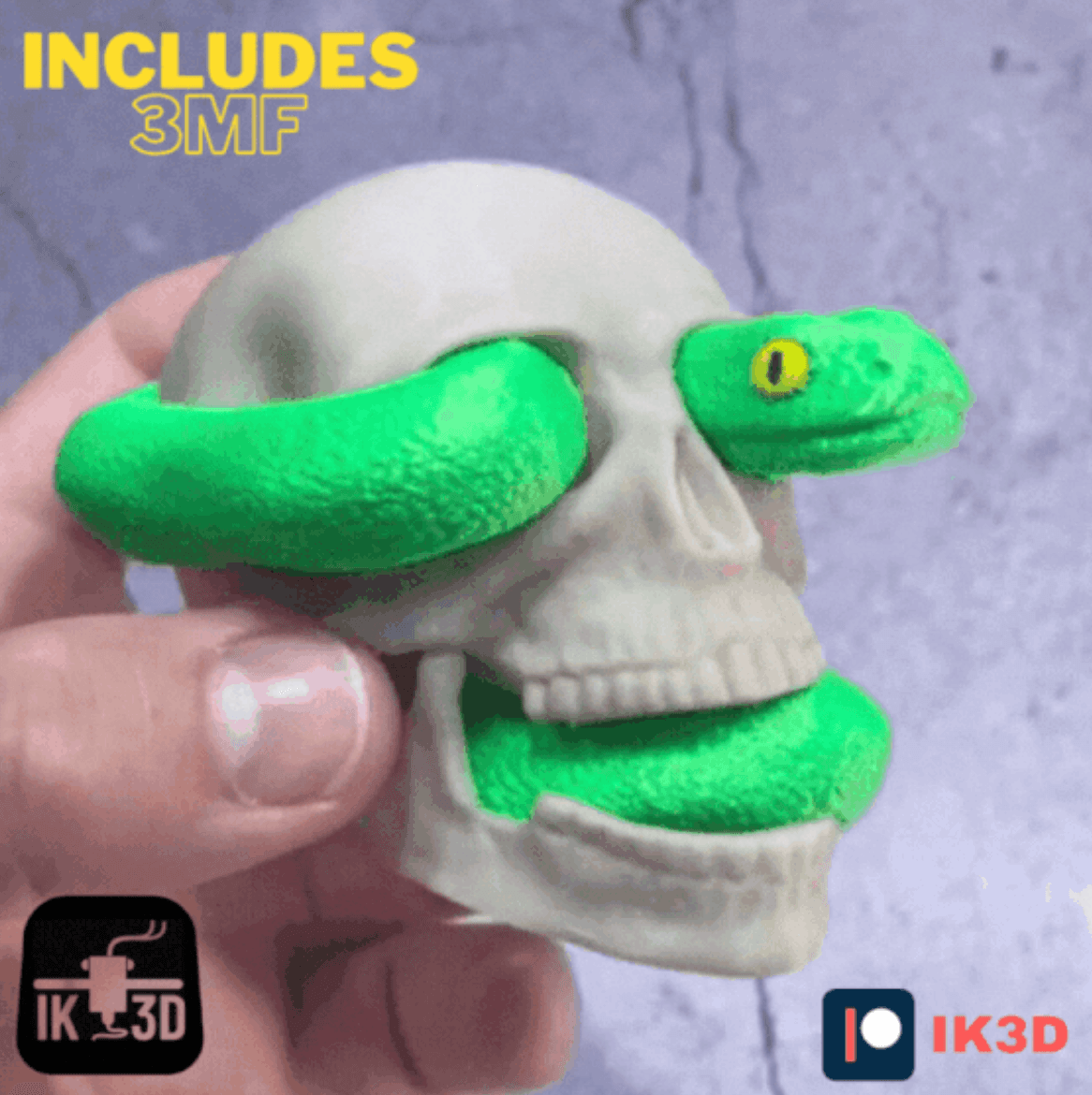 Skull With Snake Planter / Figurine / 3MF Included 3d model