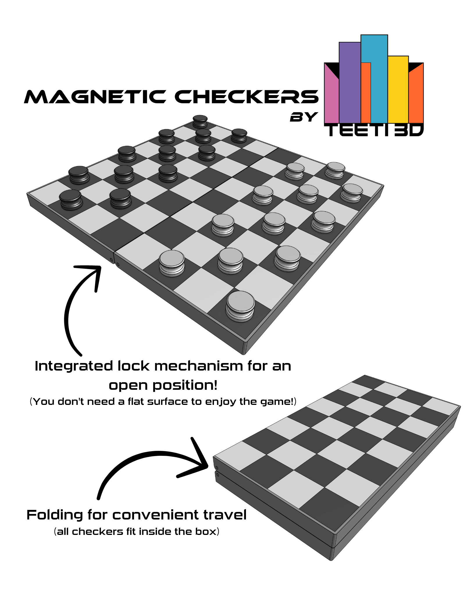 Magnetic Checkers by TeeTi3D 3d model