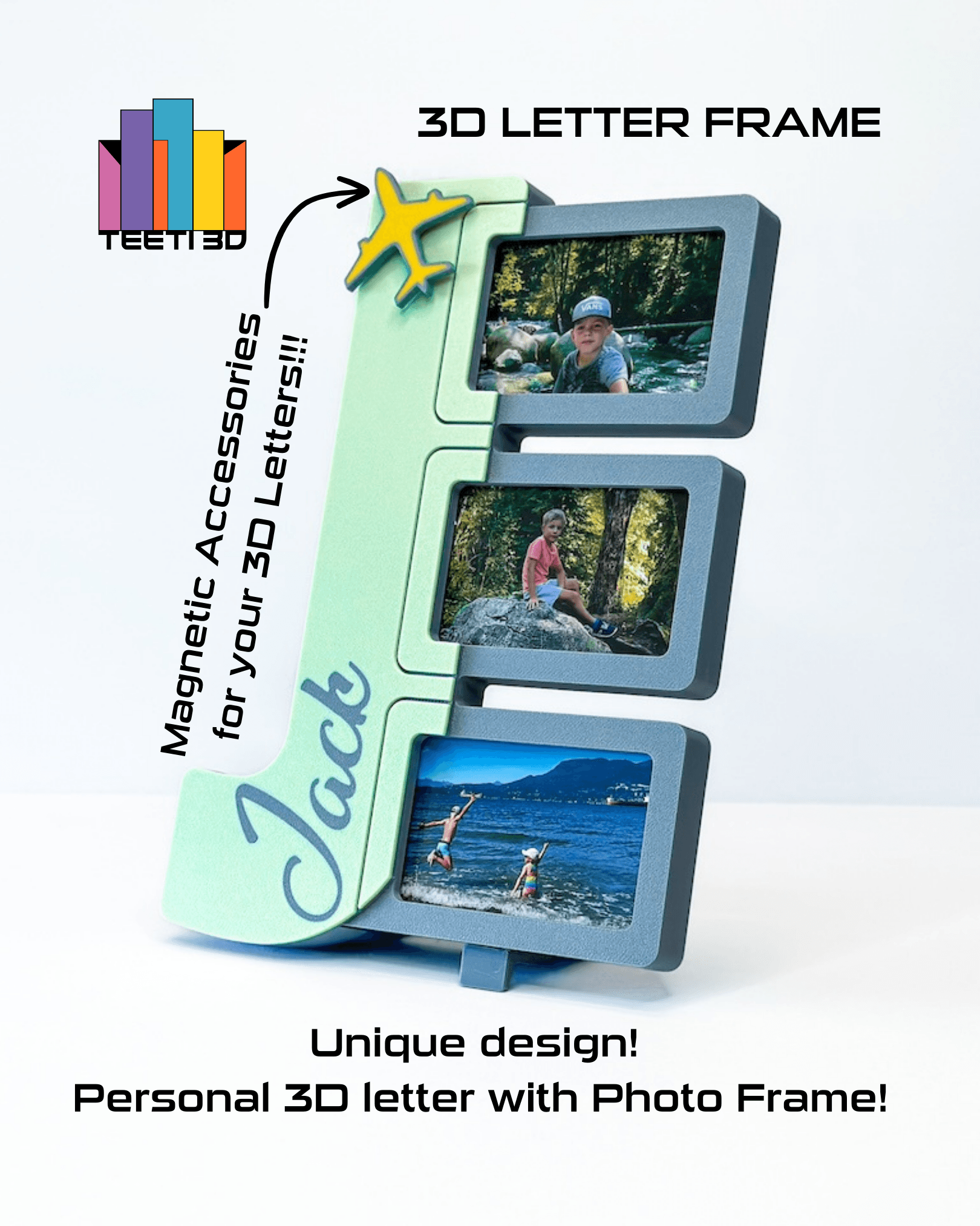 3D Letter "J" with Photo Frame 3d model