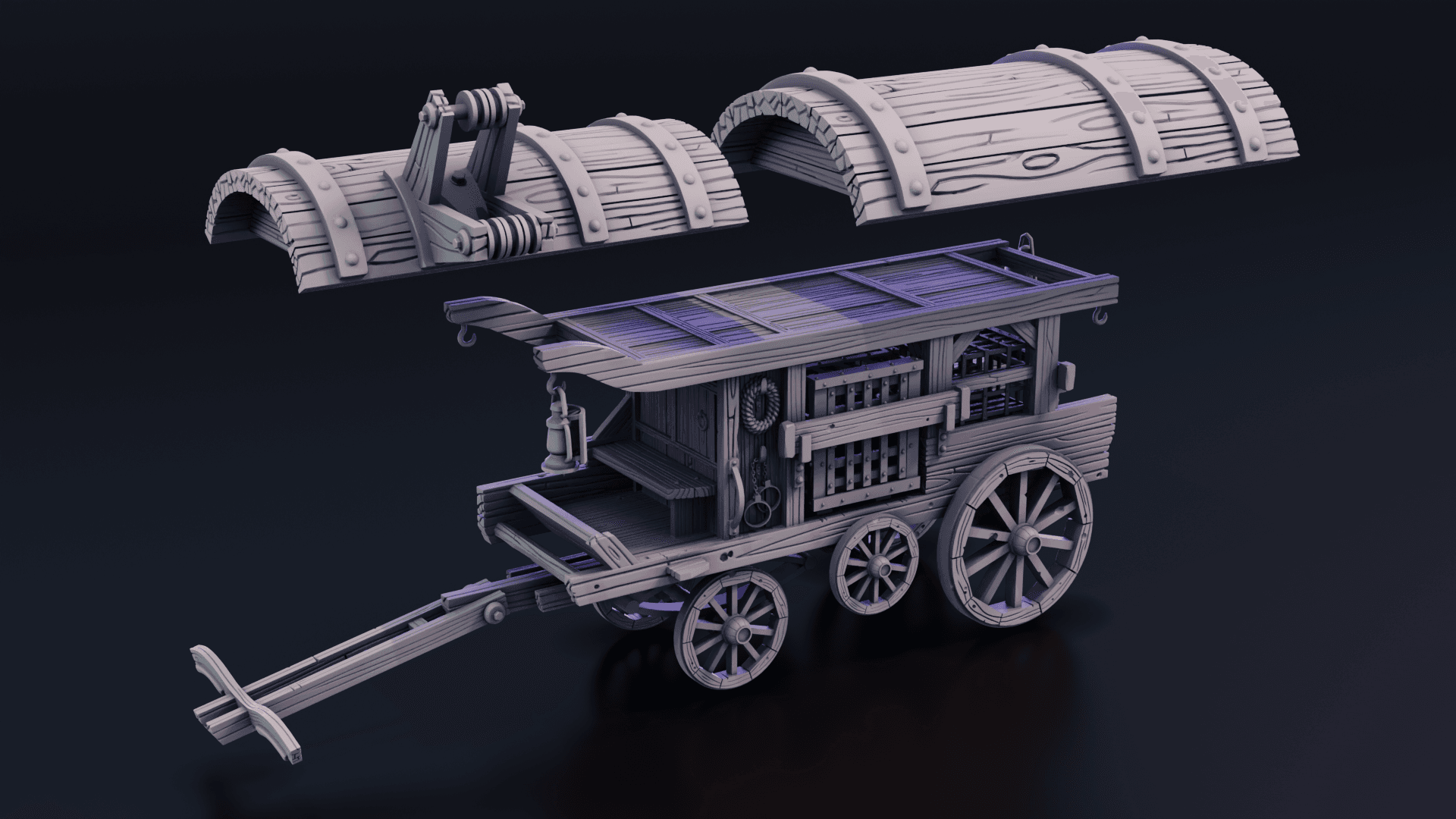 Hunters Wagon | TTRPG Trapper Expedition 3d model