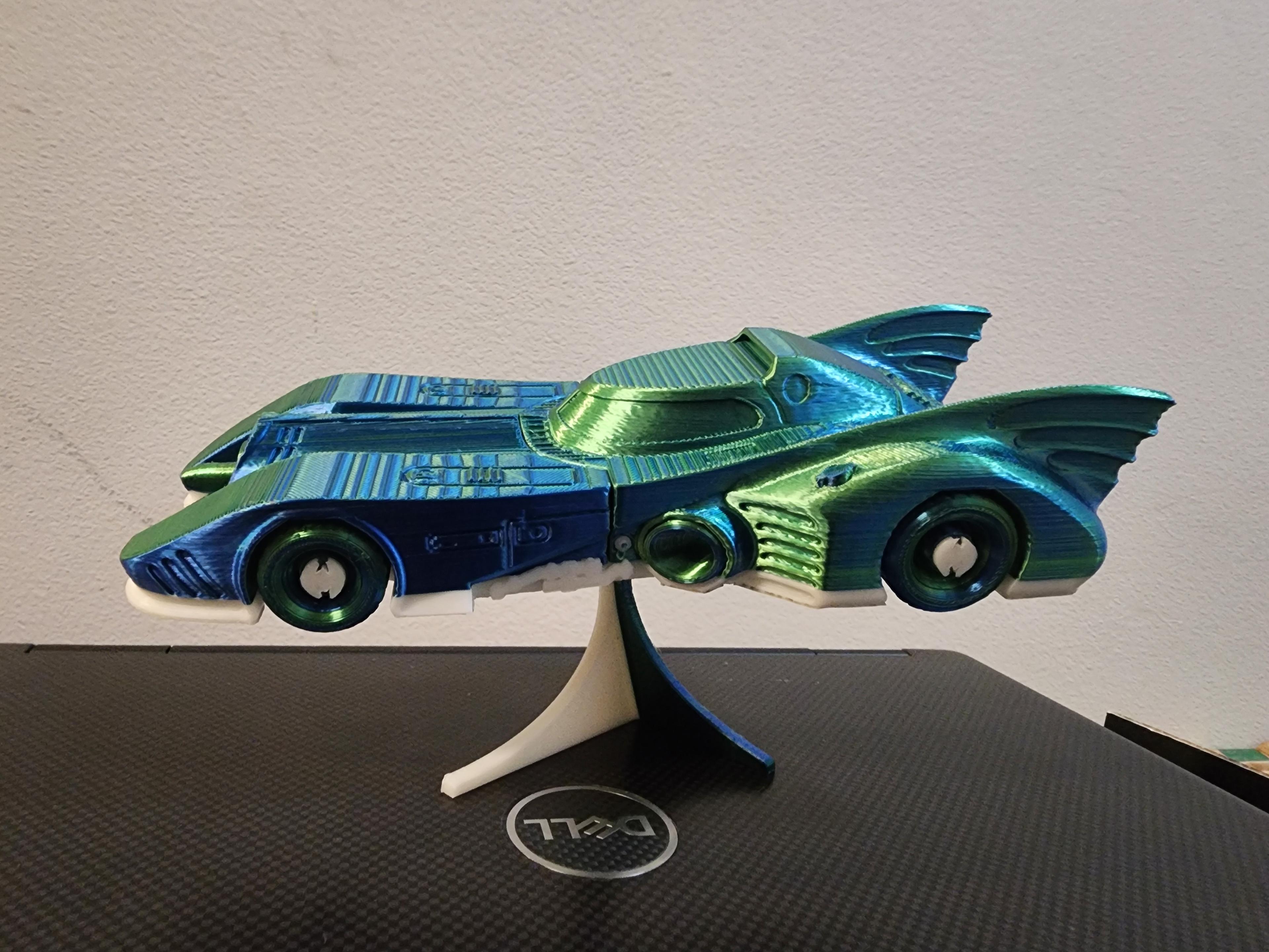 1989 Batmobile Kit (No Support, No AMS, No Glue) - Didn't check my filament beforehand and ran out of white during the print. Only had blue green on hand and came out pretty great in my opinion - 3d model