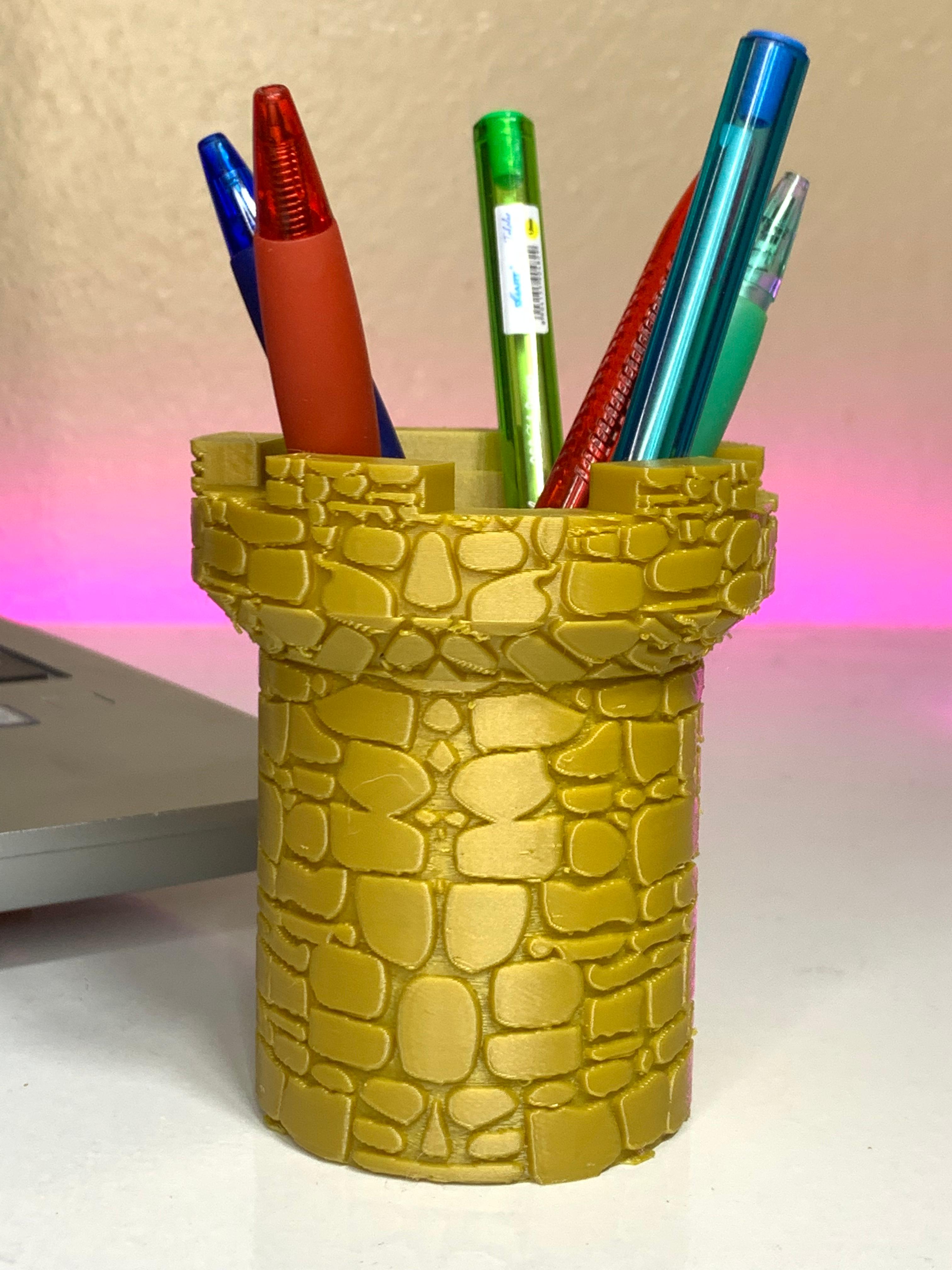 castle tower pen holder 3d model