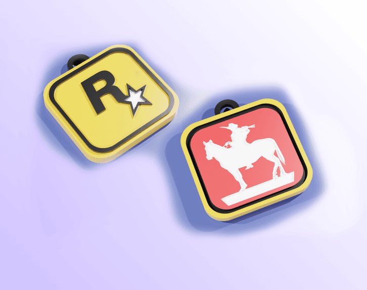 Rockstar™ - Red Dead Redemption™ Keychain - 50mmx50mmx6.1mm 3d model