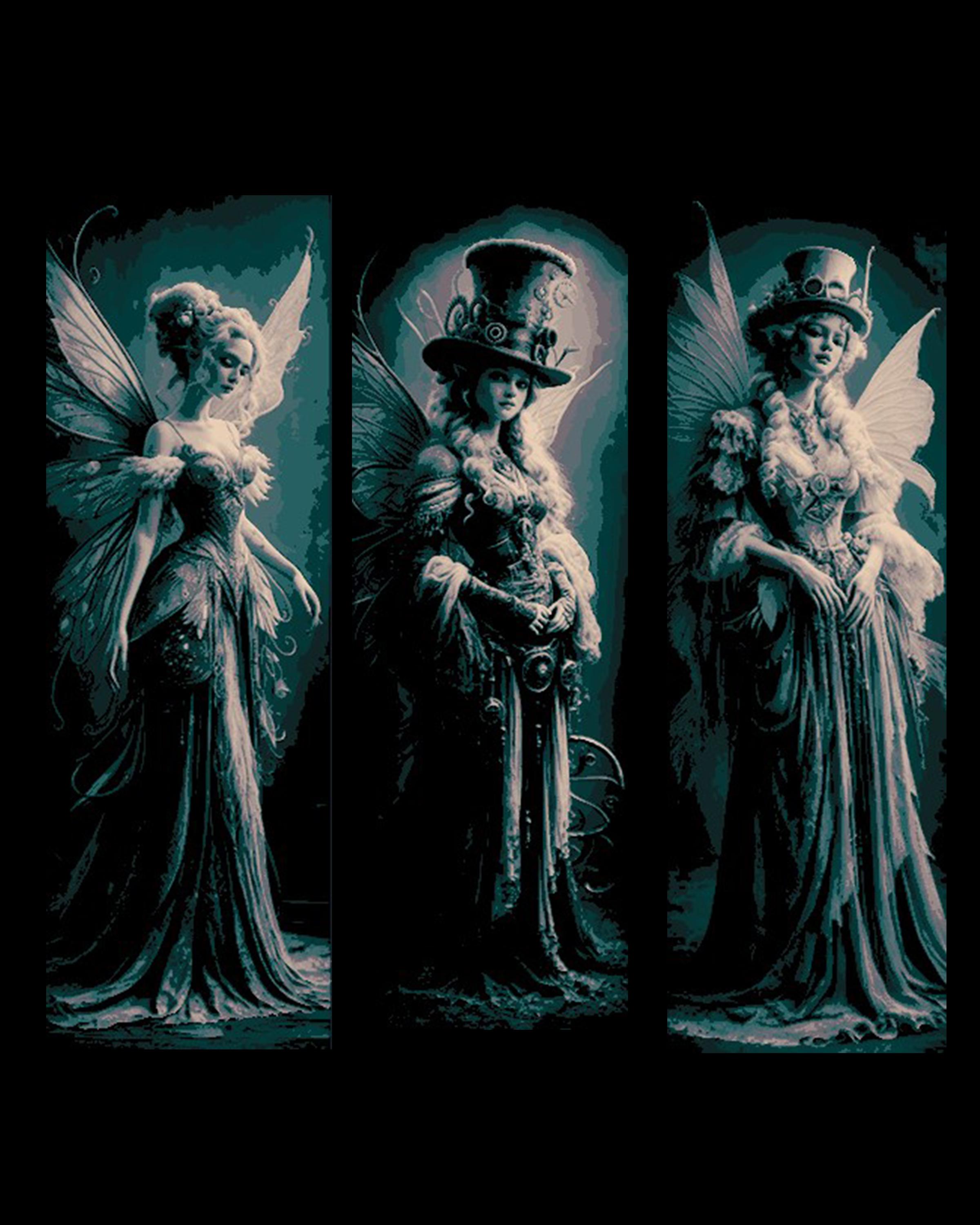 Victorian Steampunk Well Dress Fairies stop for a Portrait -Set of Bookmarks 3d model