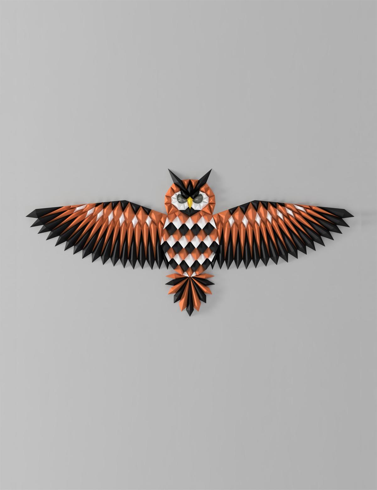 Geometric Owl wall art 3d model