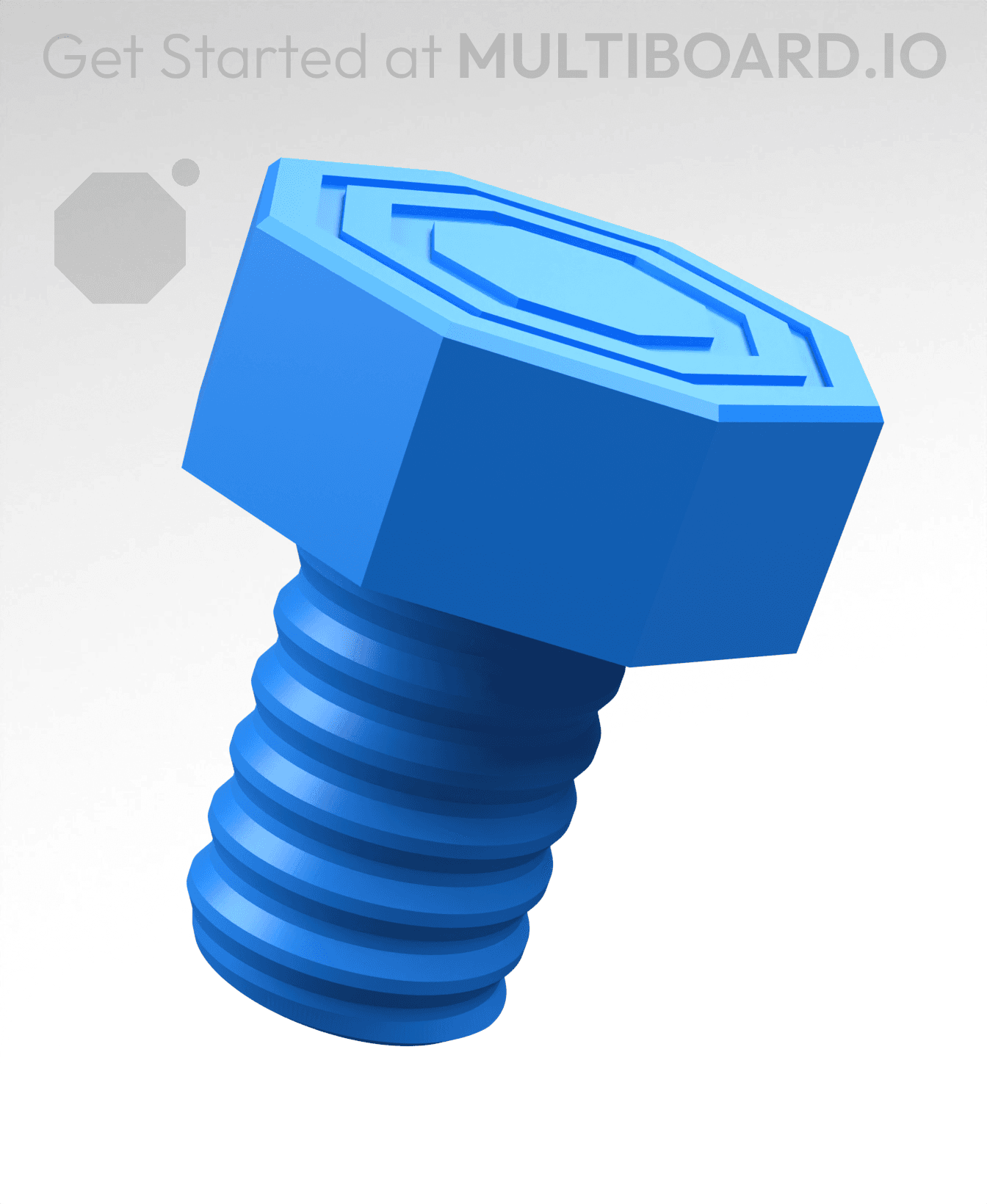 20 mm Mid Thread, Plain Head, Bolt 3d model