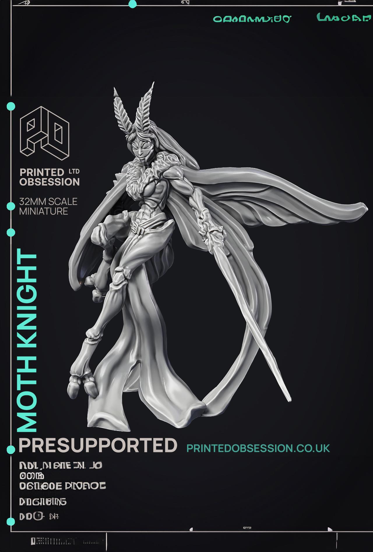 Moth Knight - Medium Fighter - PRESUPPORTED - 32mm Scale  3d model