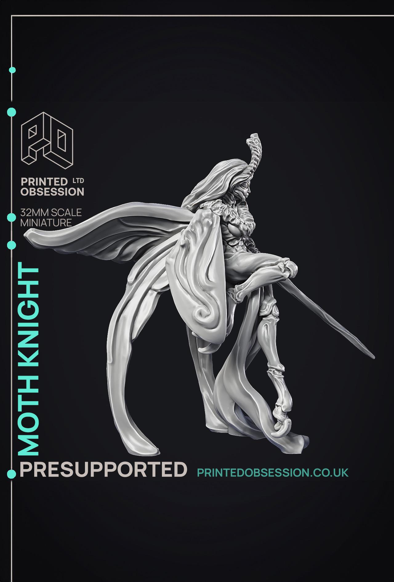 Moth Knight - Medium Fighter - PRESUPPORTED - 32mm Scale  3d model