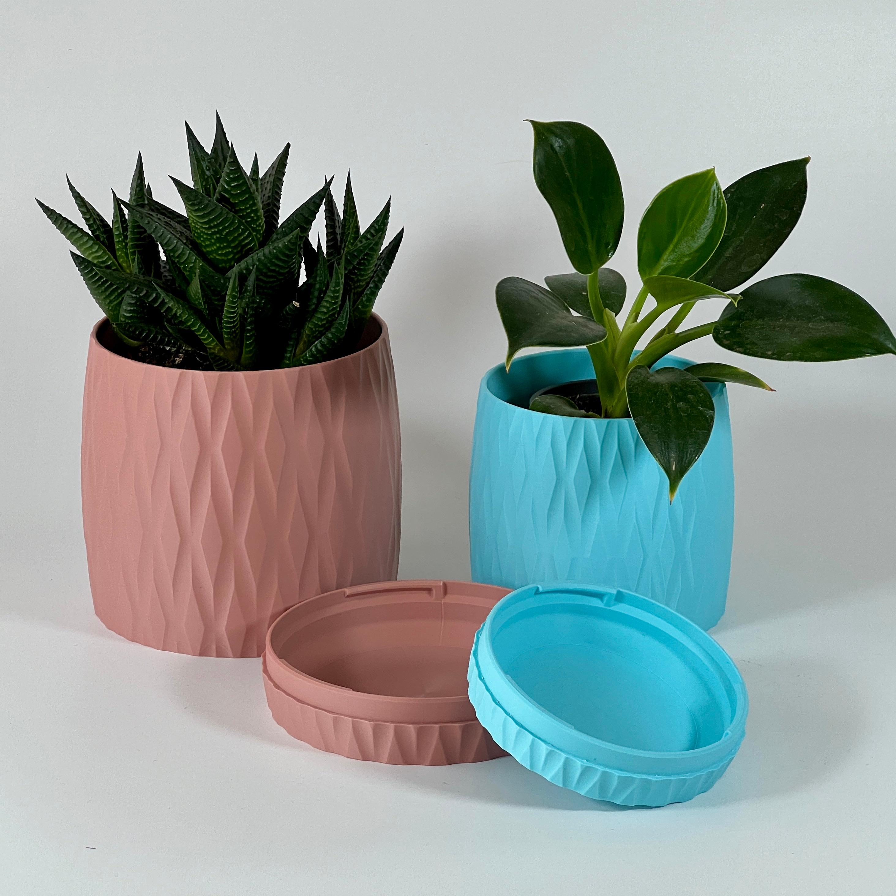 Set of 2 Flower Plats Planter Pot with Drip Tray 3d model