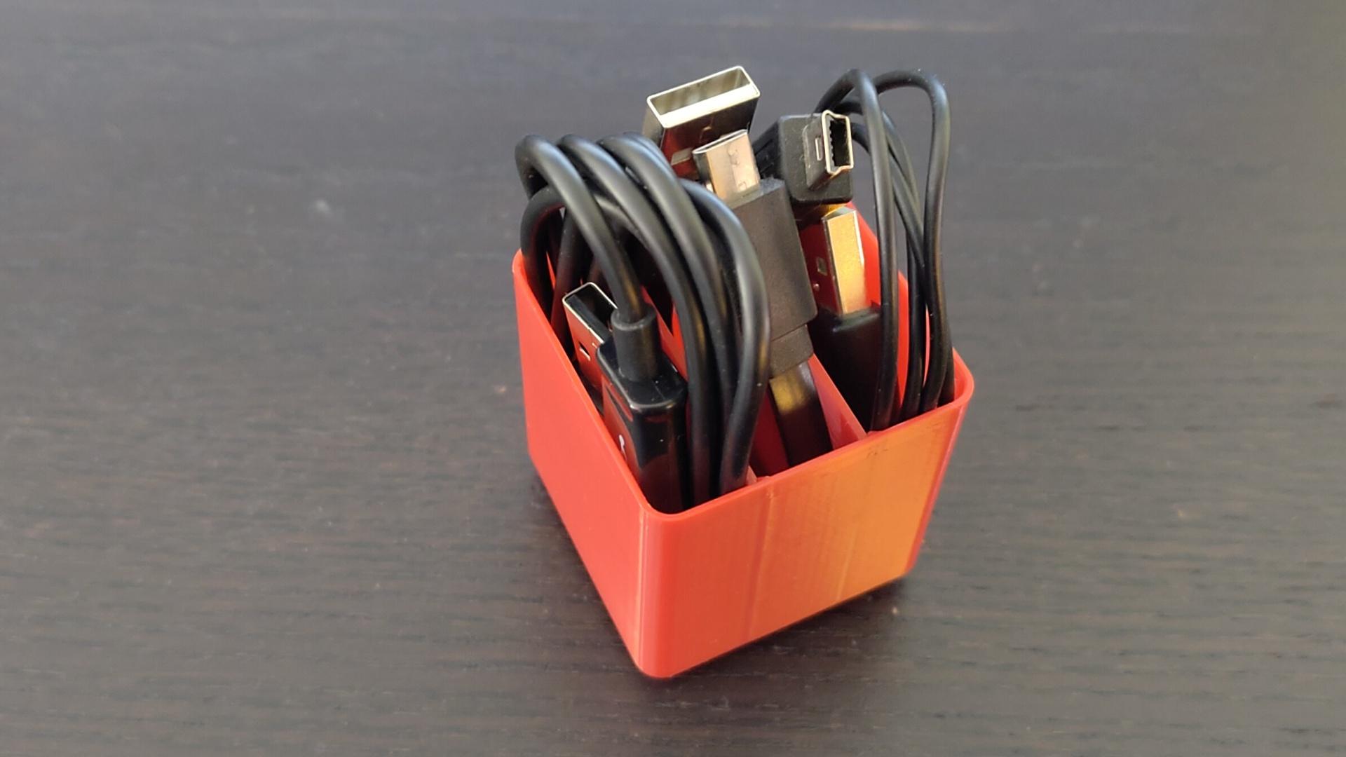 Gridfinity 1x1 USB Cable Bin with 3 Compartments for small cables (thin bottom, no magnets) 3d model