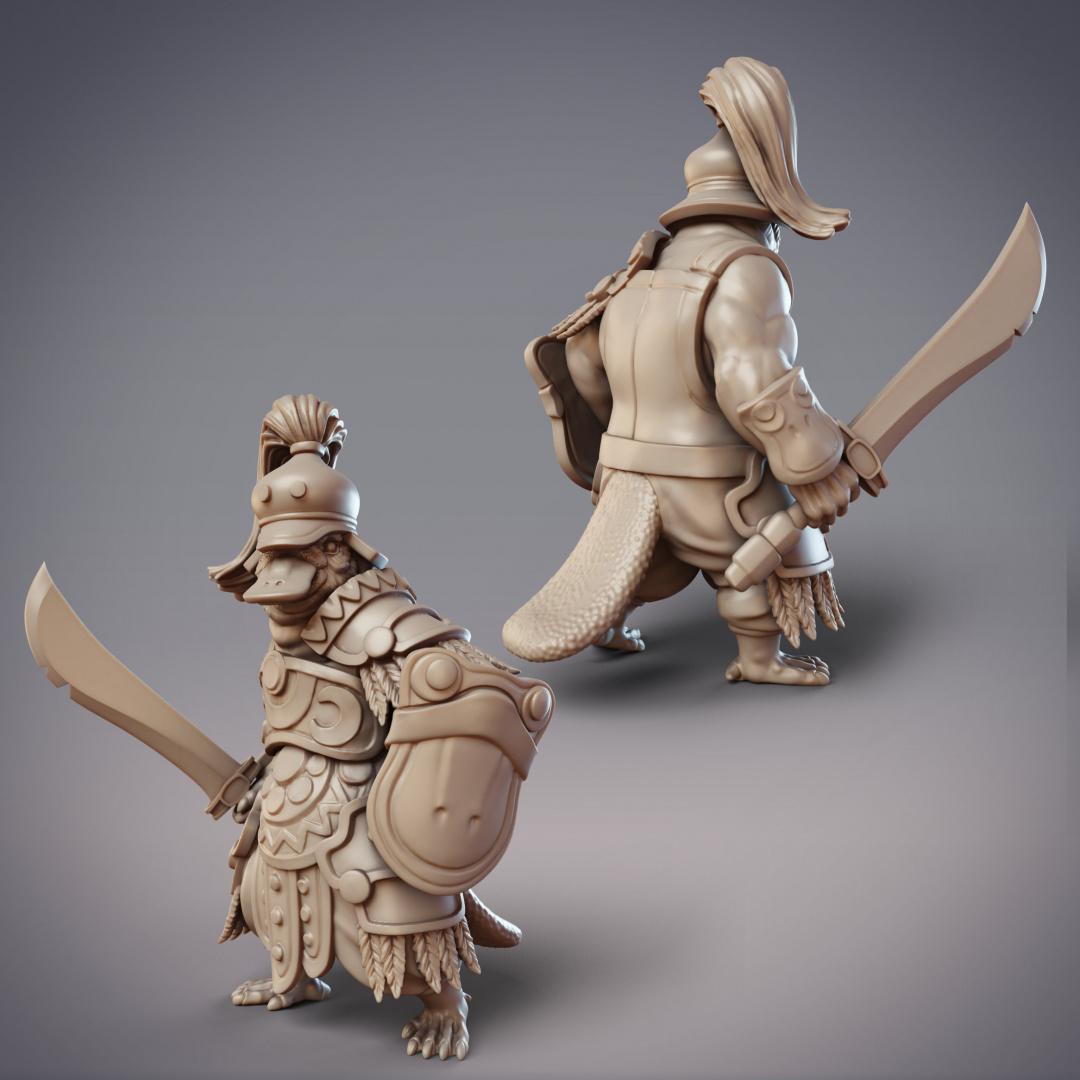 Platypus Heavy Infantry - Ramman, Boondaburra Labumar (Pre-Supported) 3d model