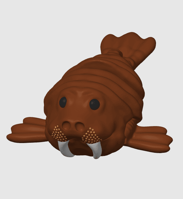 Simple Flexi Walrus - Print in Place 3d model