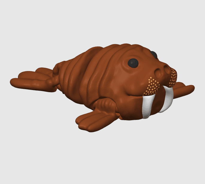 Simple Flexi Walrus - Print in Place 3d model