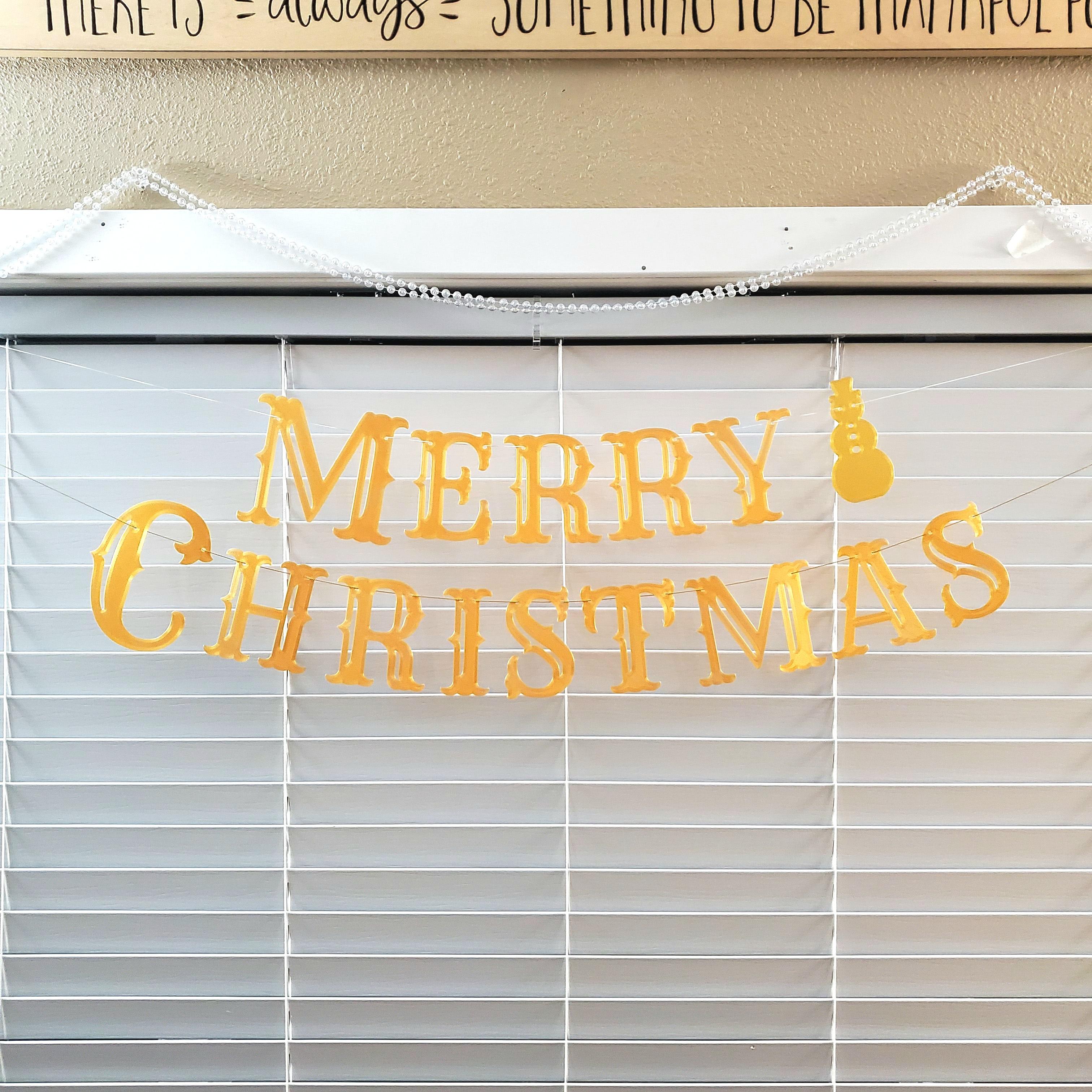 Snowman Silhouette Add-on - Decorative 'Merry Christmas' Hanging Text Banner 3d model