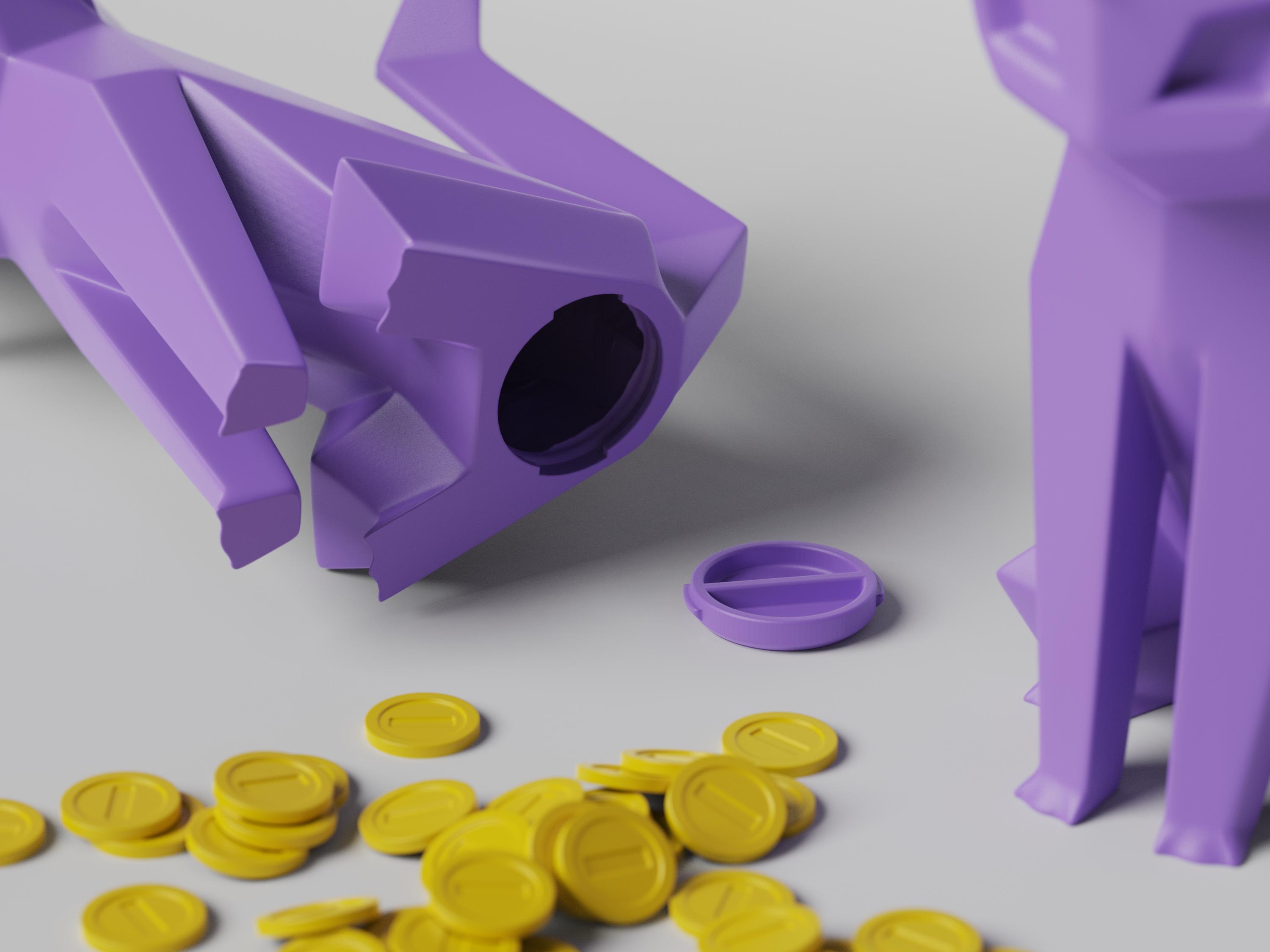 Low-poly Espeon - Piggy Bank 3d model