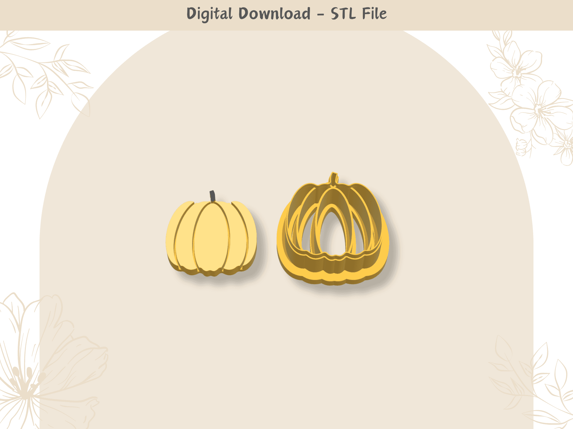 Halloween Pumpkin Clay Cutter for Polymer Clay | Digital STL File | Clay Tools | 4 Sizes Halloween C 3d model