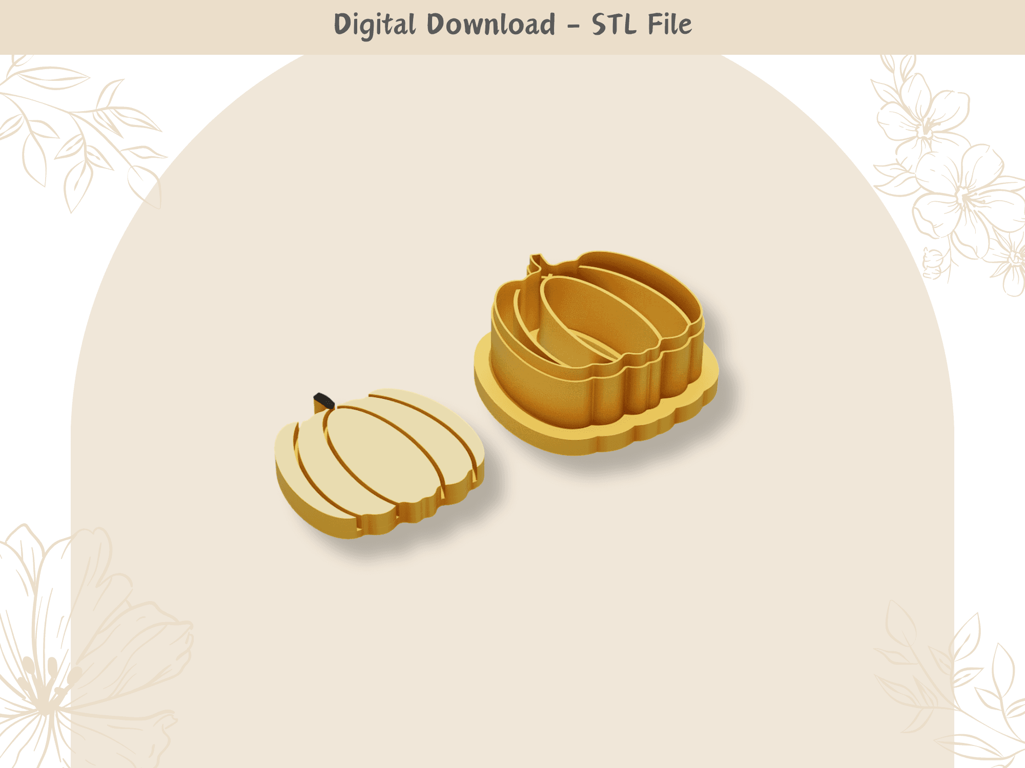 Halloween Pumpkin Clay Cutter for Polymer Clay | Digital STL File | Clay Tools | 4 Sizes Halloween C 3d model