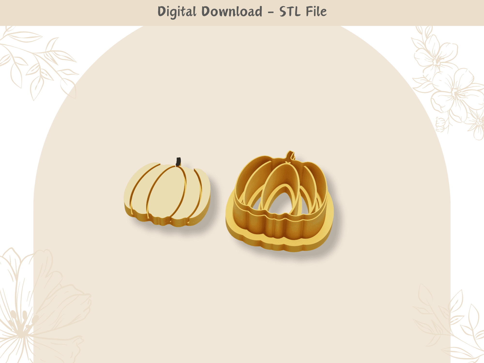 Halloween Pumpkin Clay Cutter for Polymer Clay | Digital STL File | Clay Tools | 4 Sizes Halloween C 3d model