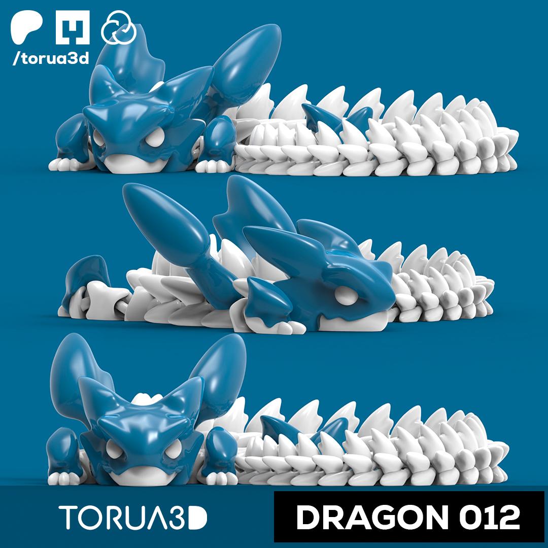 Articulated Dragon 012 - Print in place - No supports - STL 3d model