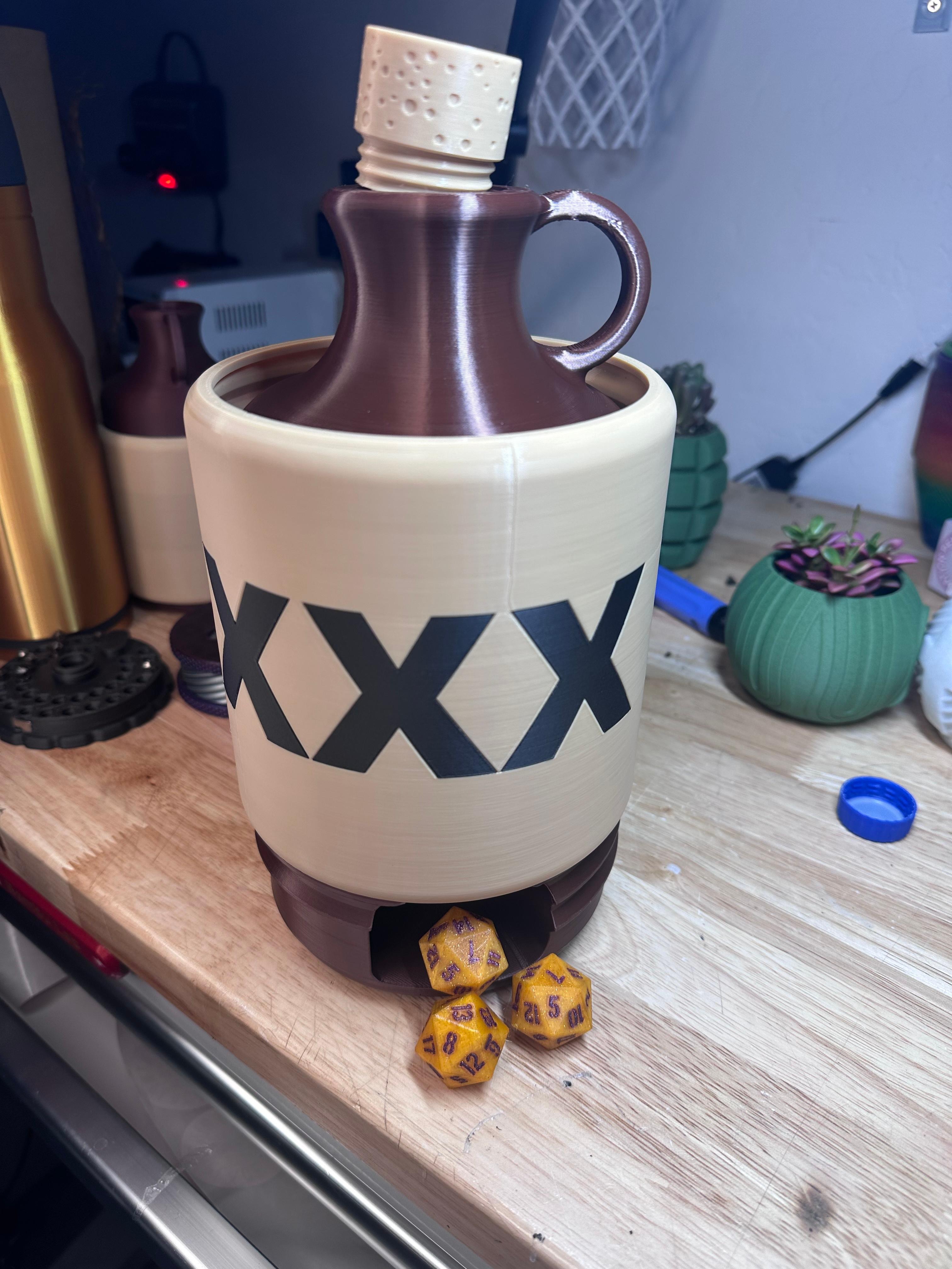 Moonshine Bottle - Vintage - Dice Tower with Storage - Secret Dice Tower for DND Night 3d model