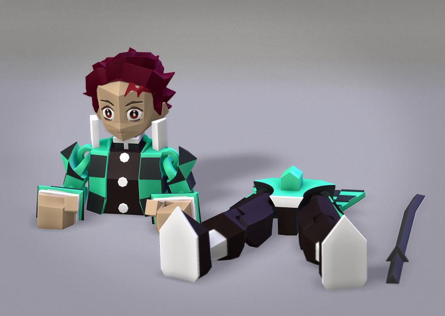 Low Poly Flexi Tanjiro 3d model