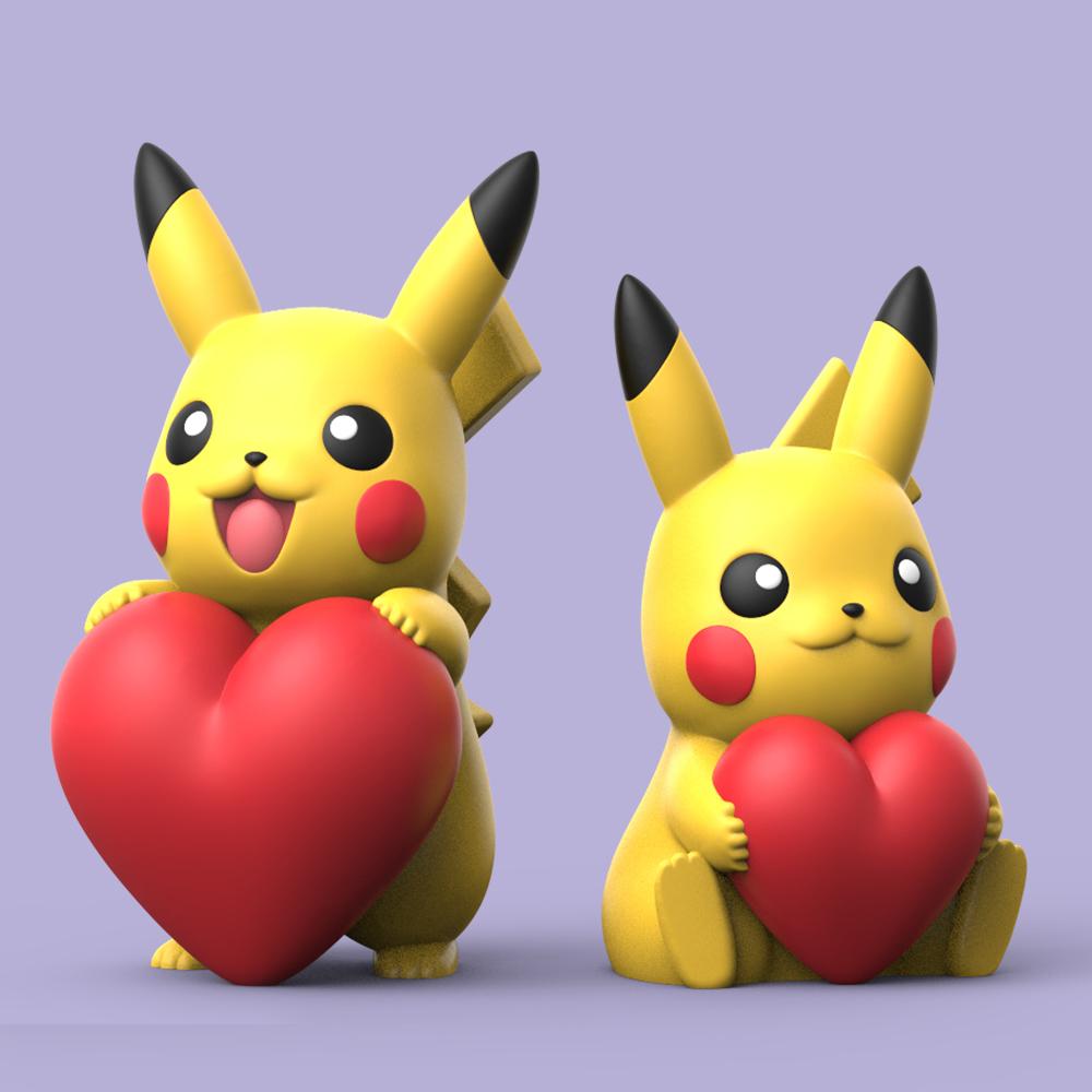 Valentine Pikachu (Easy Print No Supports) 3d model