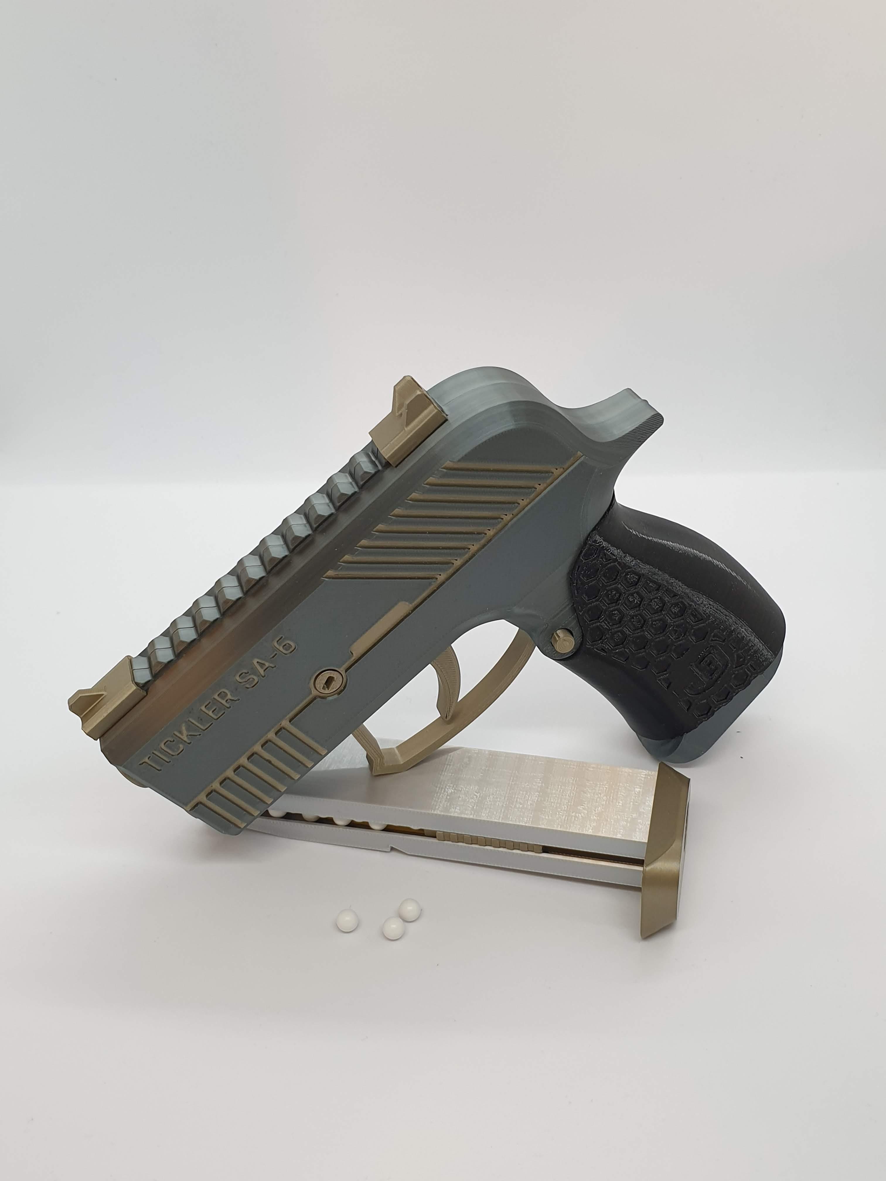 Tickler SA-6 — Fully 3D-printable semi-automatic airsoft pistol 3d model