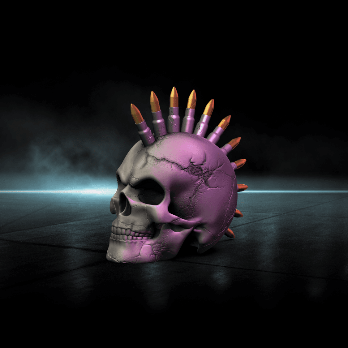 Bullet Mohawk -Punk Skull 3d model