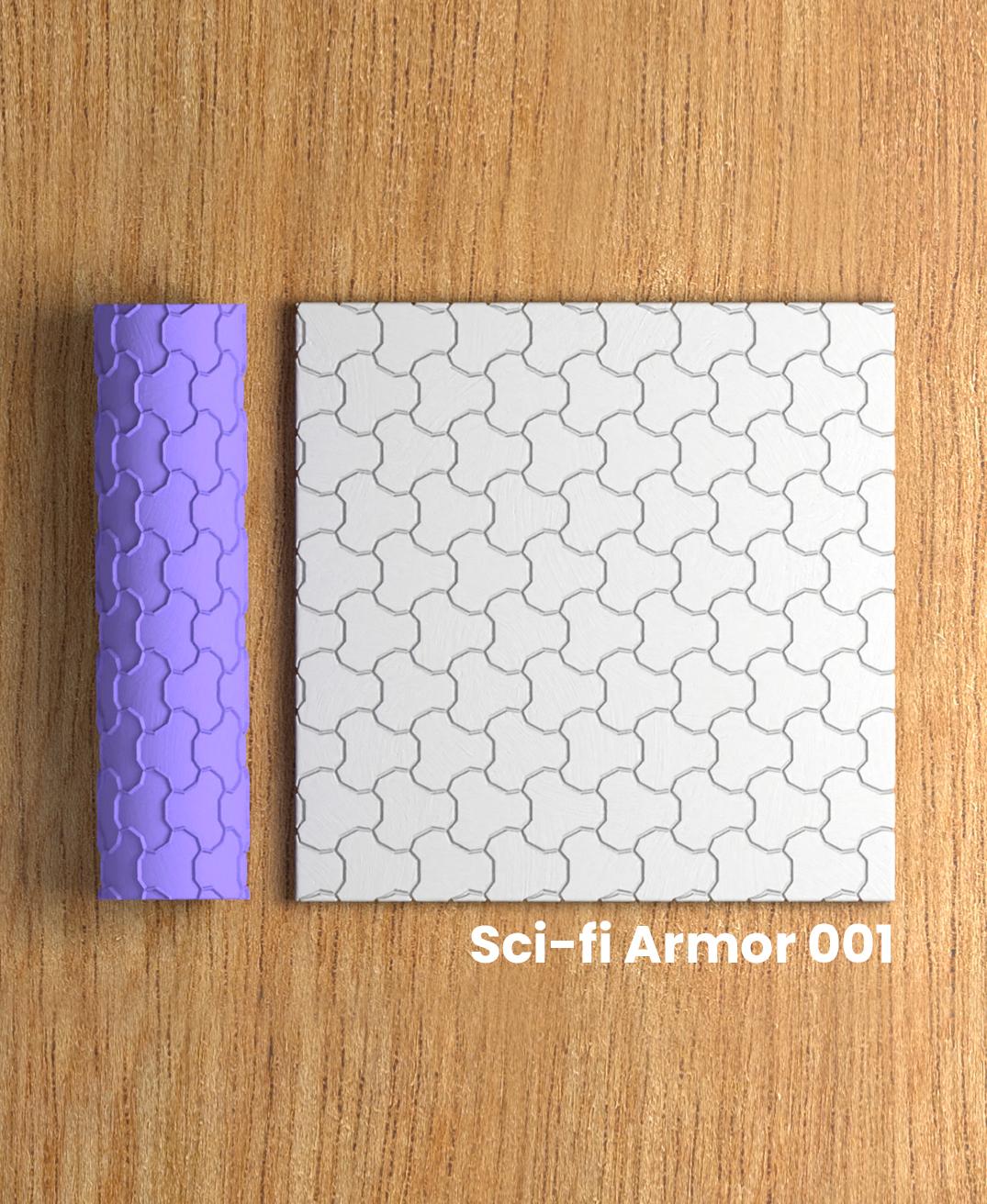 Collection Amethyst | Sci-fi Armor 001 | Polymer Clay Seamless Texture Roller 3d model