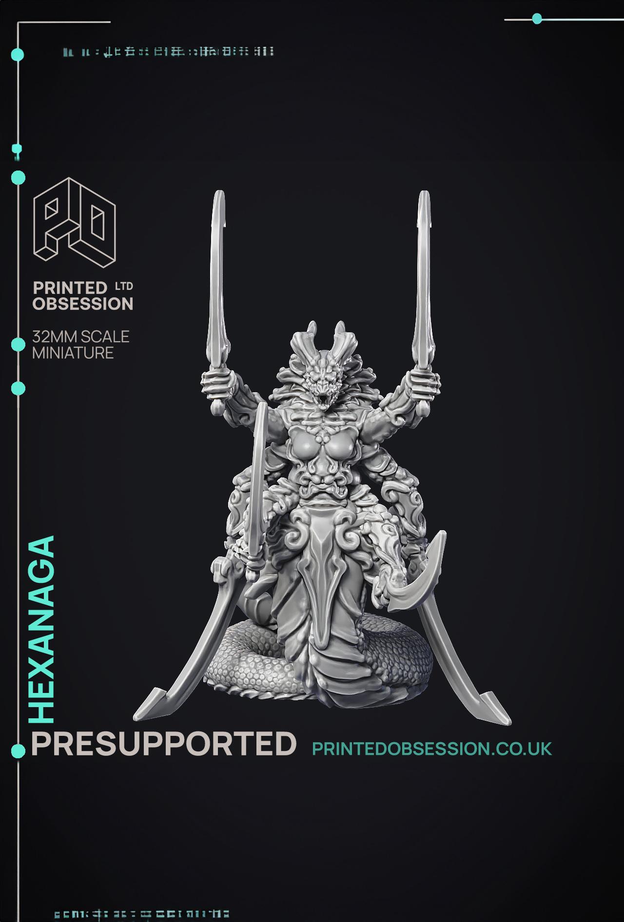 Hexanaga - Large Demon - PRESUPPORTED - Hell Hath No Fury - 32mm scale  3d model