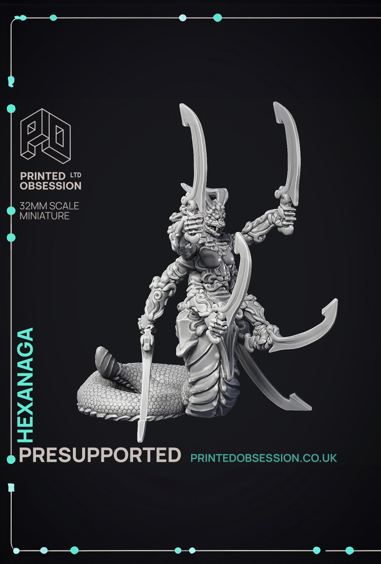 Hexanaga - Large Demon - PRESUPPORTED - Hell Hath No Fury - 32mm scale  3d model