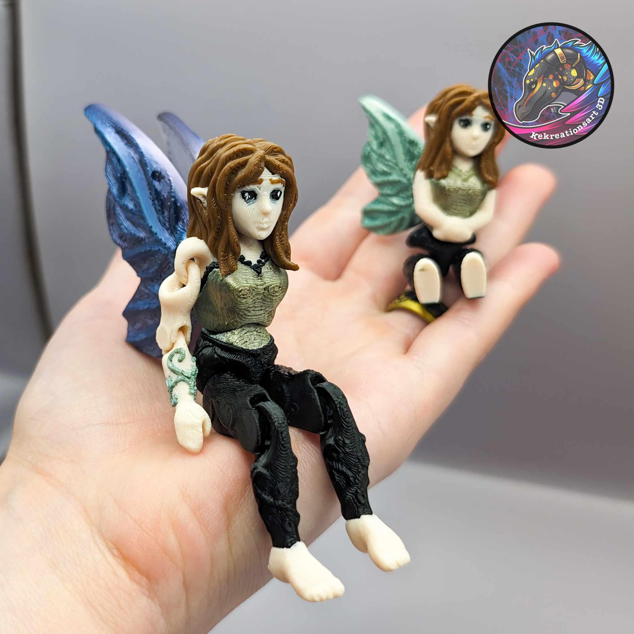 Flexi Mini Fairy and Tiny Fairy Keychain 3d model