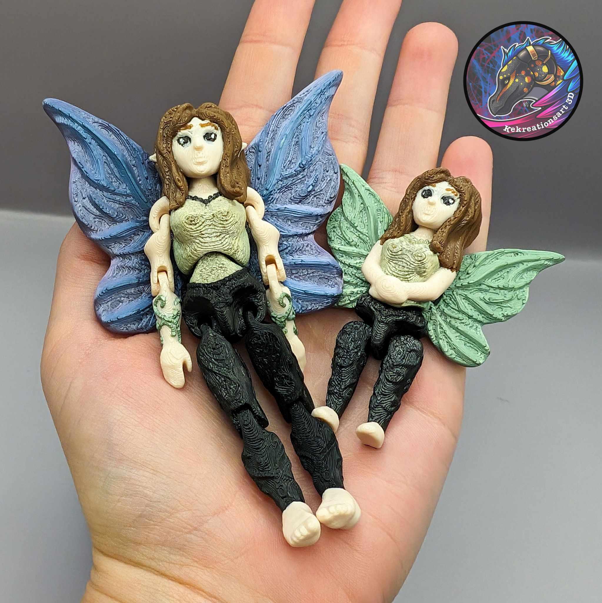 Flexi Mini Fairy and Tiny Fairy Keychain 3d model