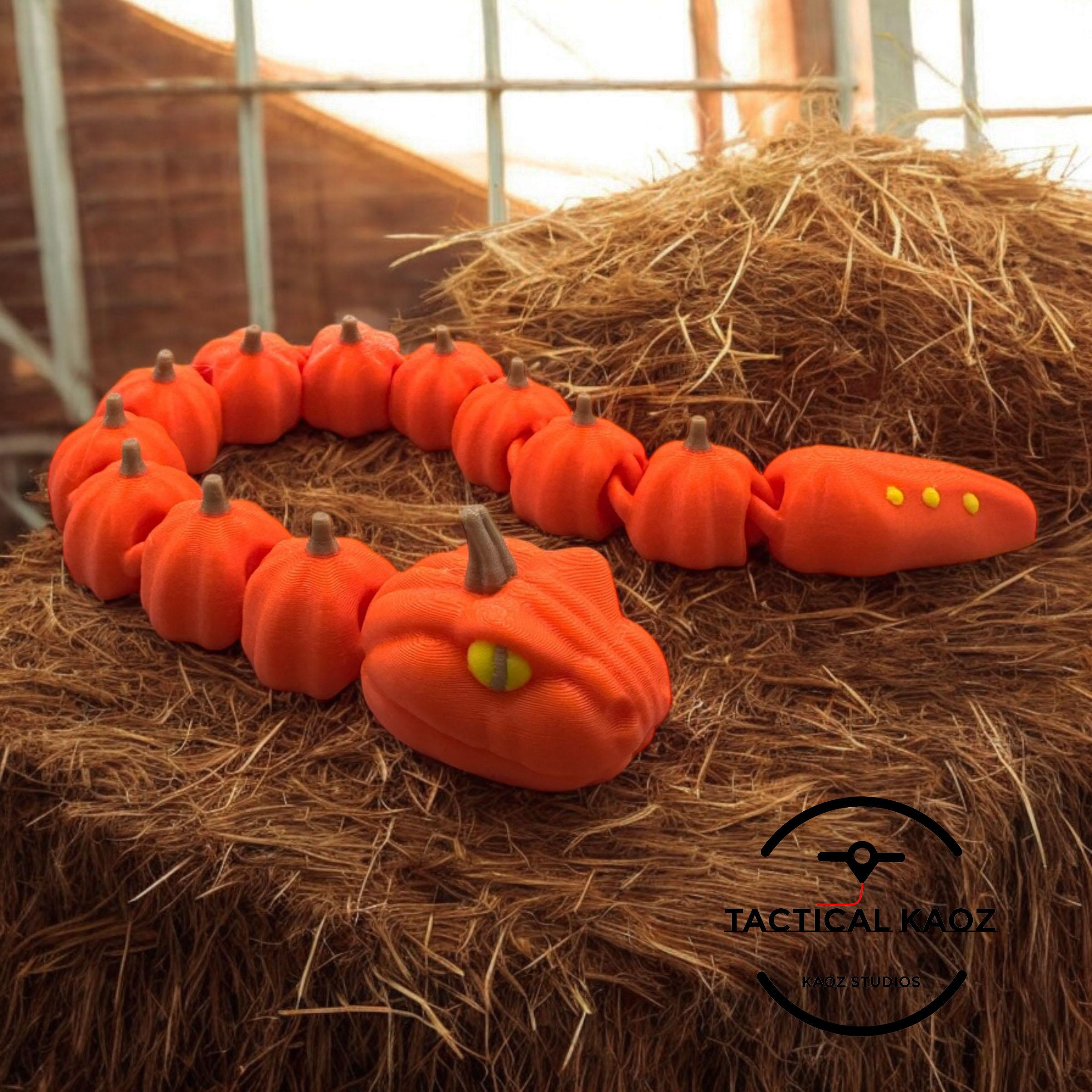 Pumpkin Snake Articulating Flexy - Print In Place 3d model